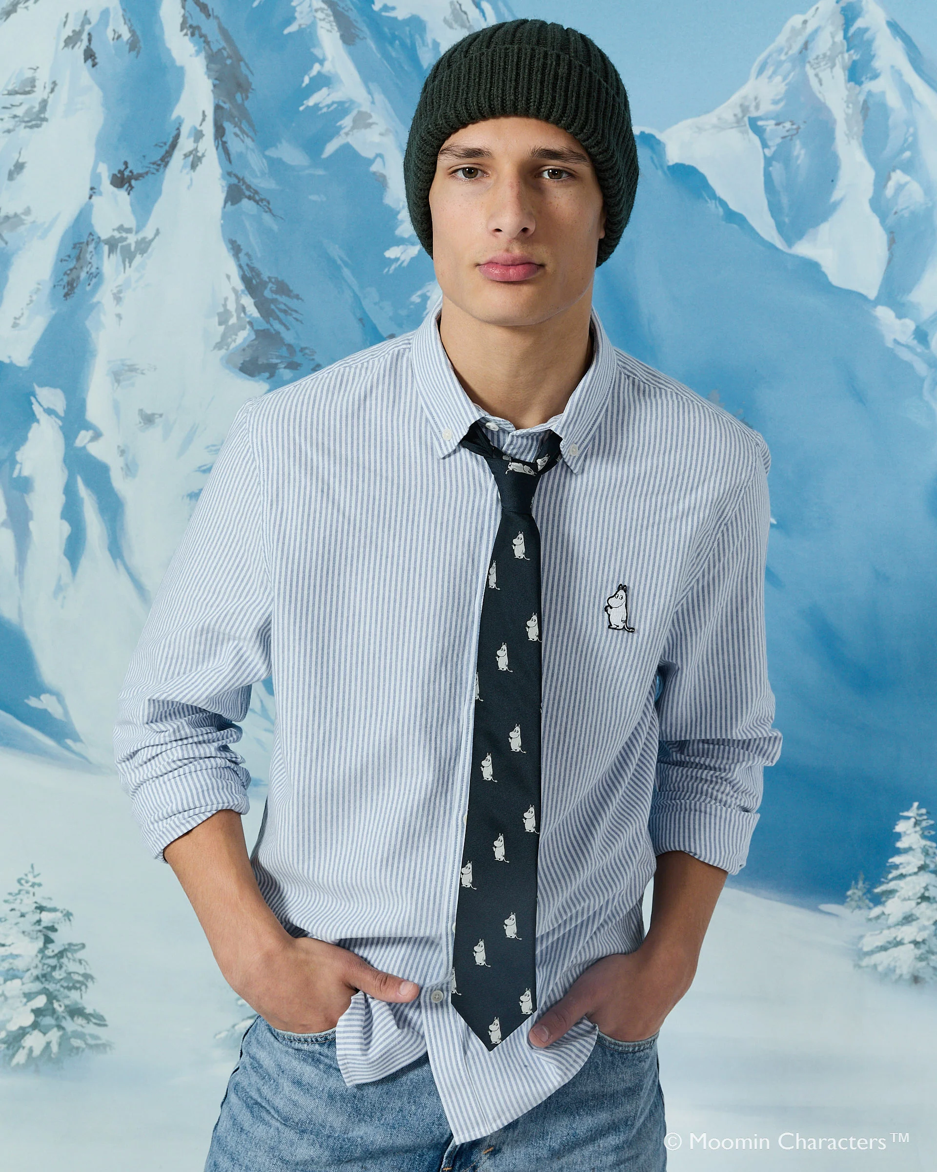 Men’s Moomin Banker Stripe Oxford Shirt Bright Blue Stripe - Image 3