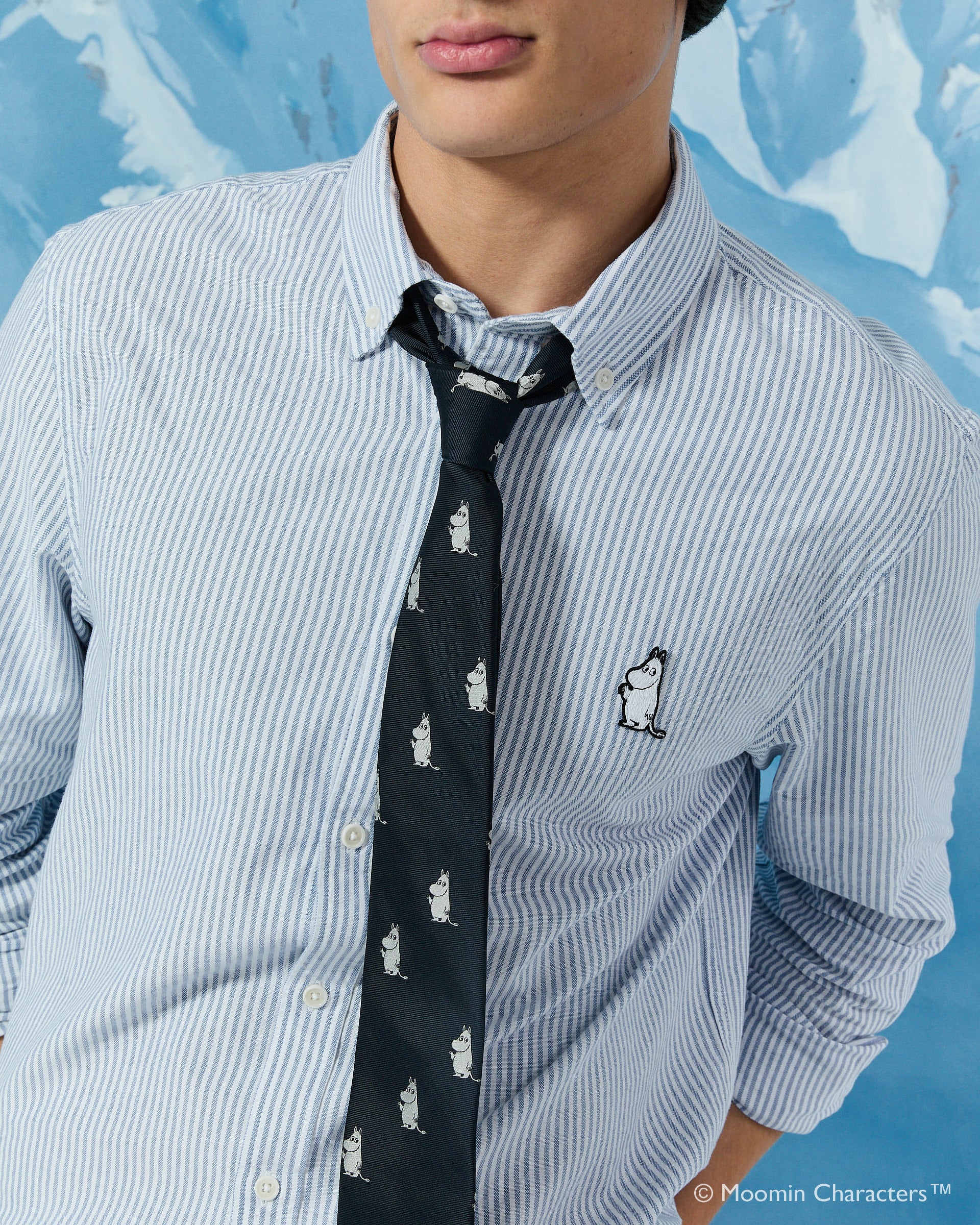 Men’s Moomin Banker Stripe Oxford Shirt Bright Blue Stripe - Image 4