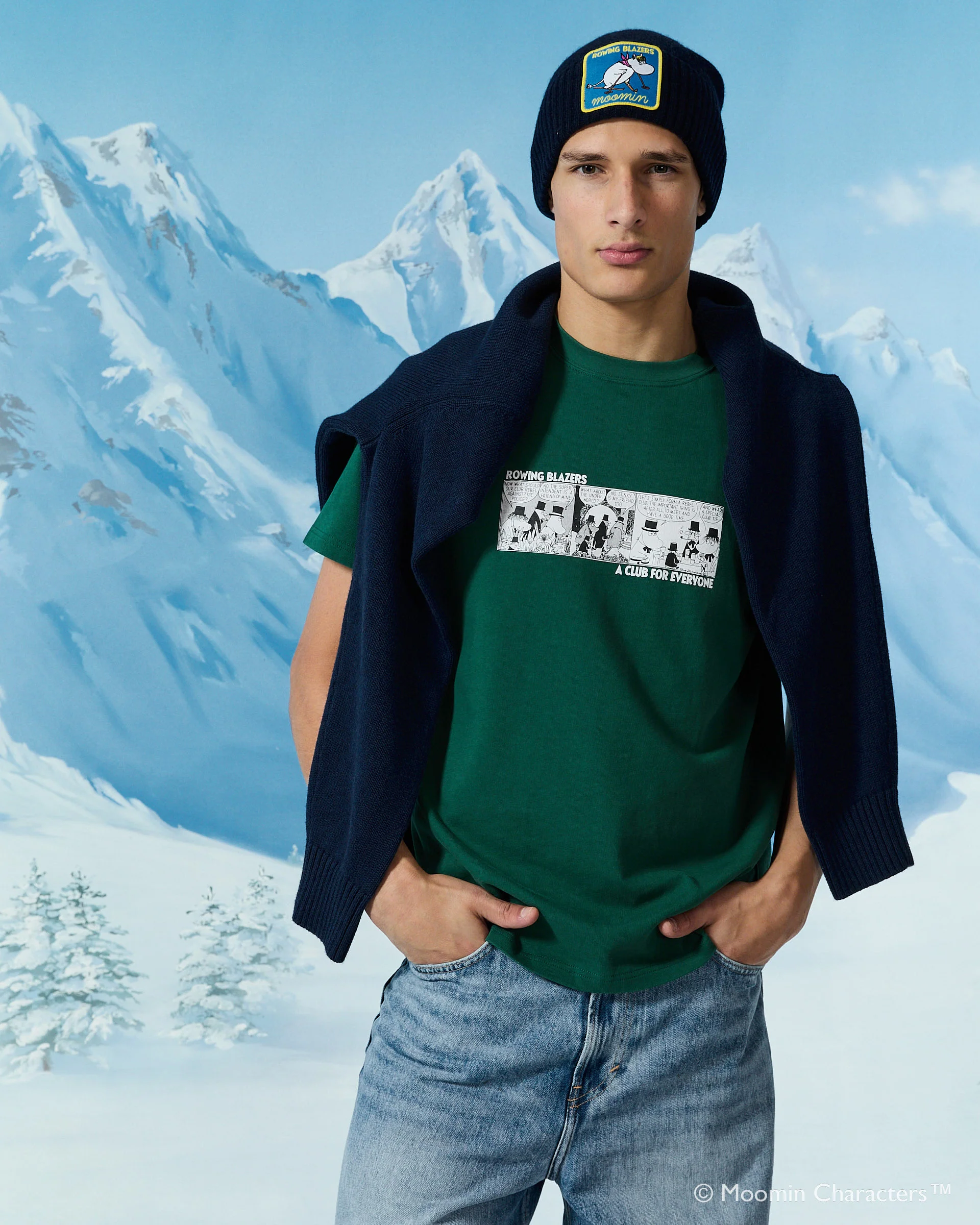 Men’s Moomin Cotton Comic T-Shirt Green - Image 2