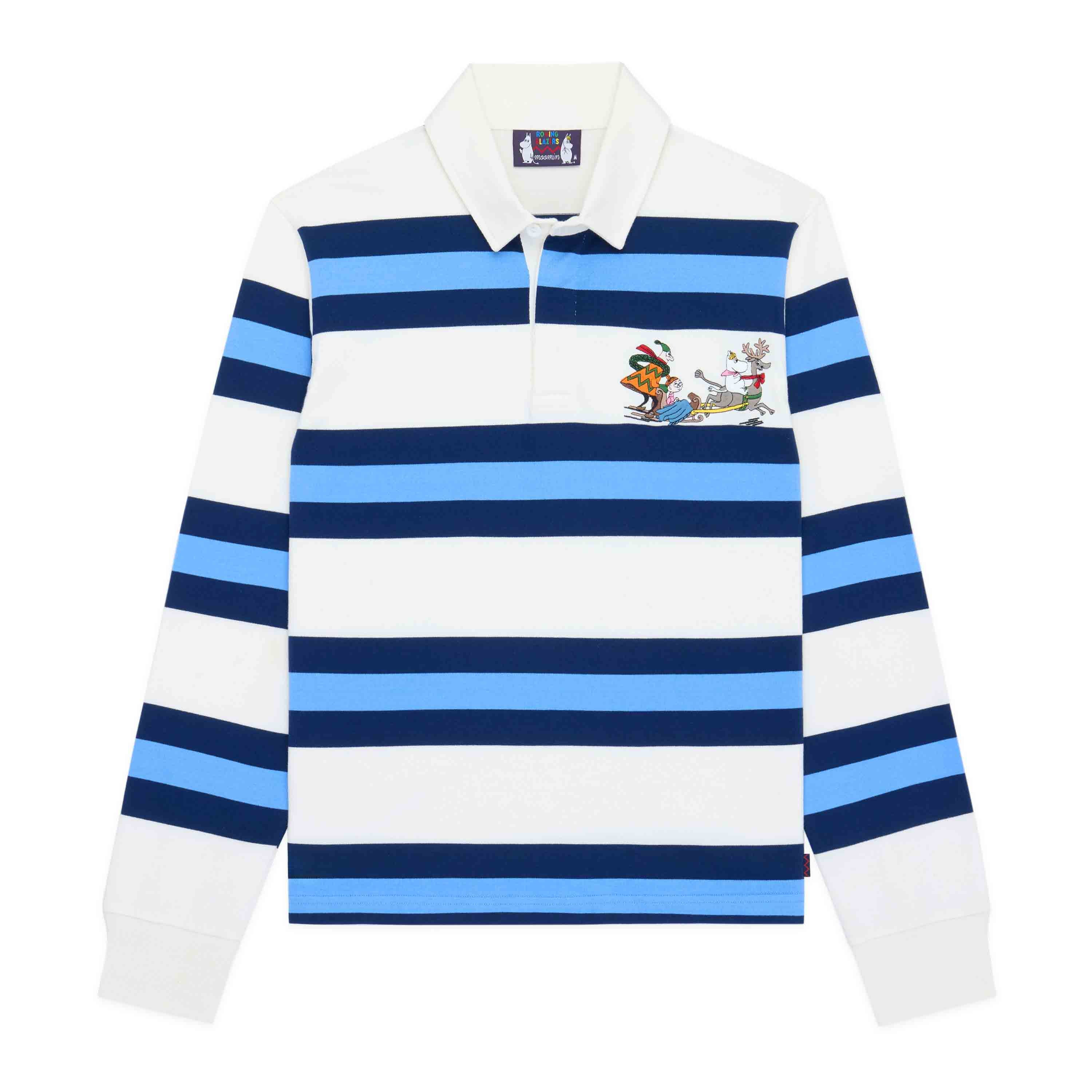 Men’s Moomin Cotton Rugby Blue White Stripe