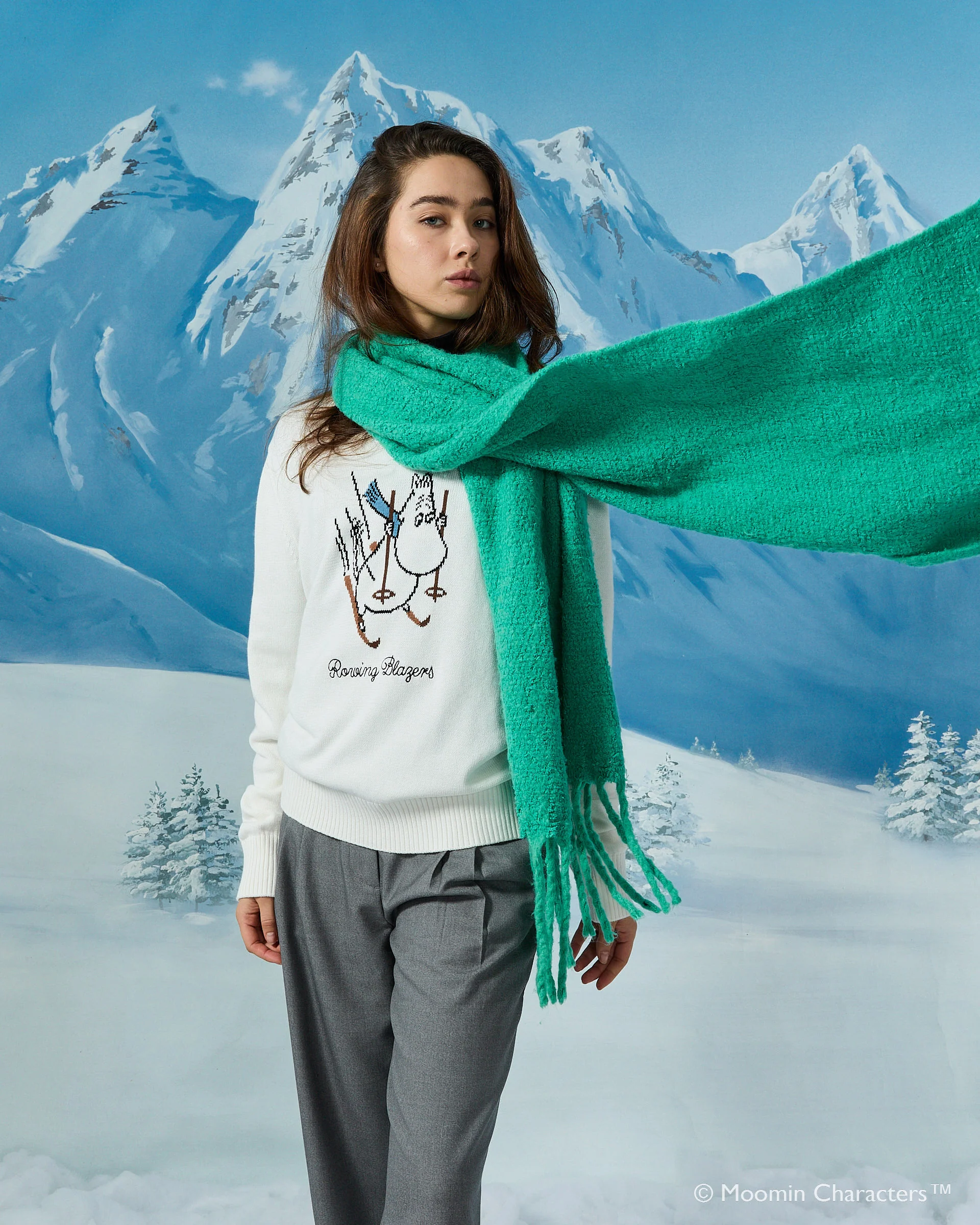 Men’s Moomin Cotton Ski Sweater White - Image 5