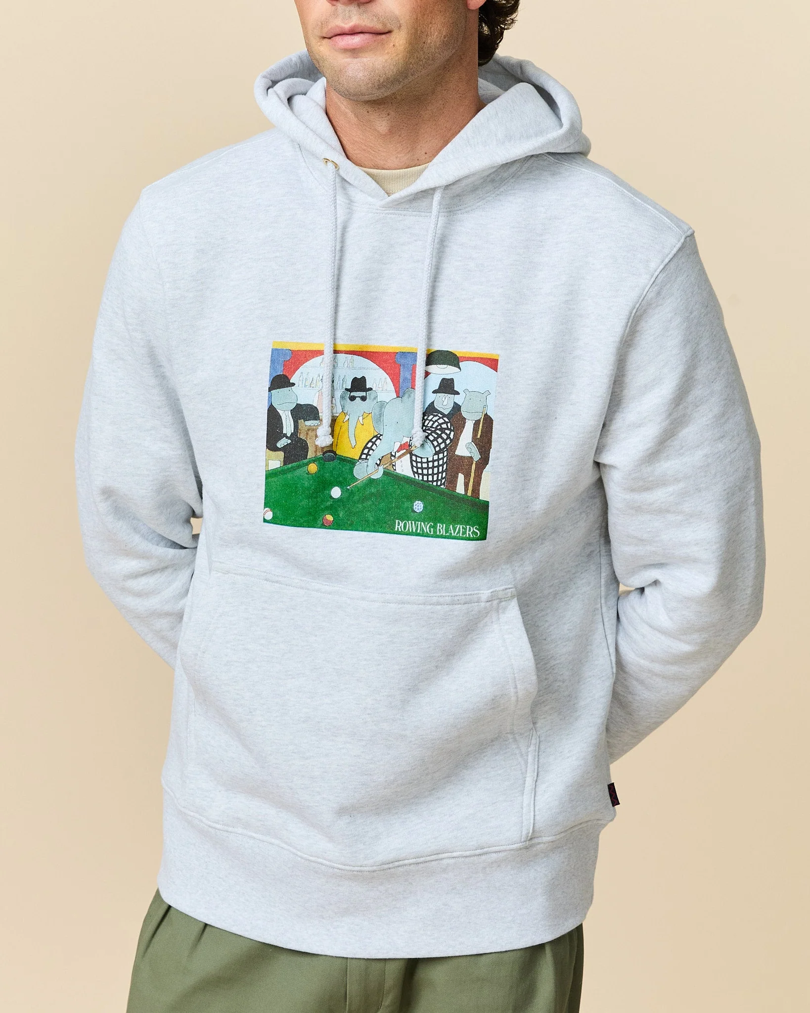 Men's Babar Billiards Hoodie Heather Gray - Image 4