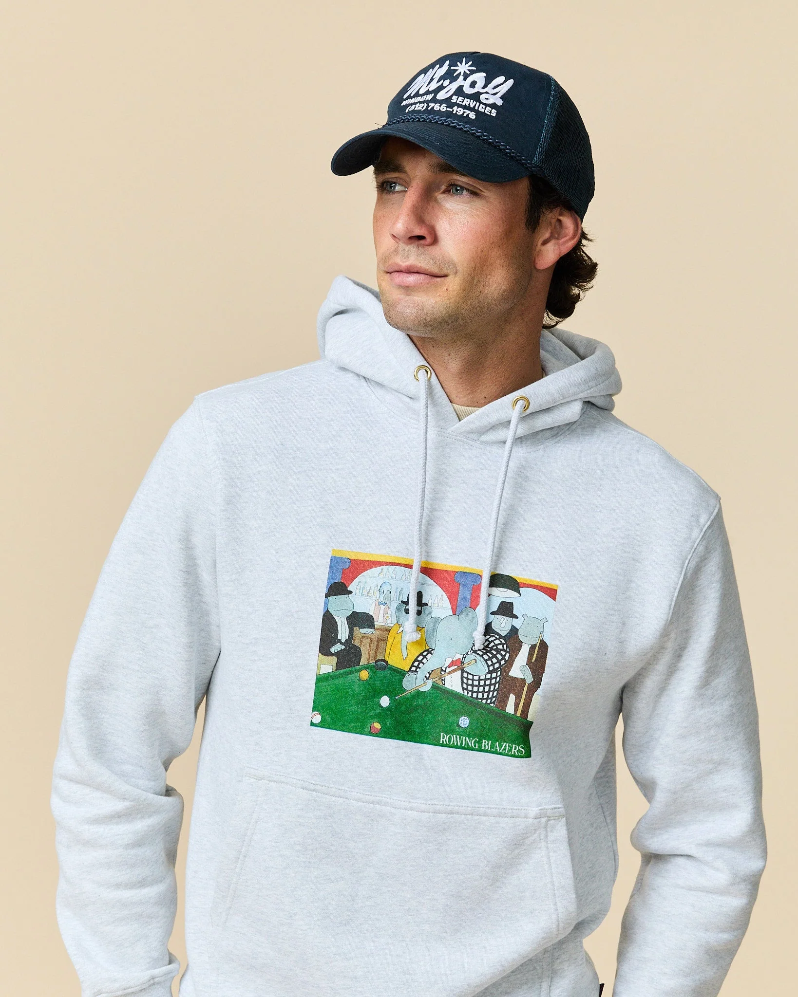 Men's Babar Billiards Hoodie Heather Gray - Image 6