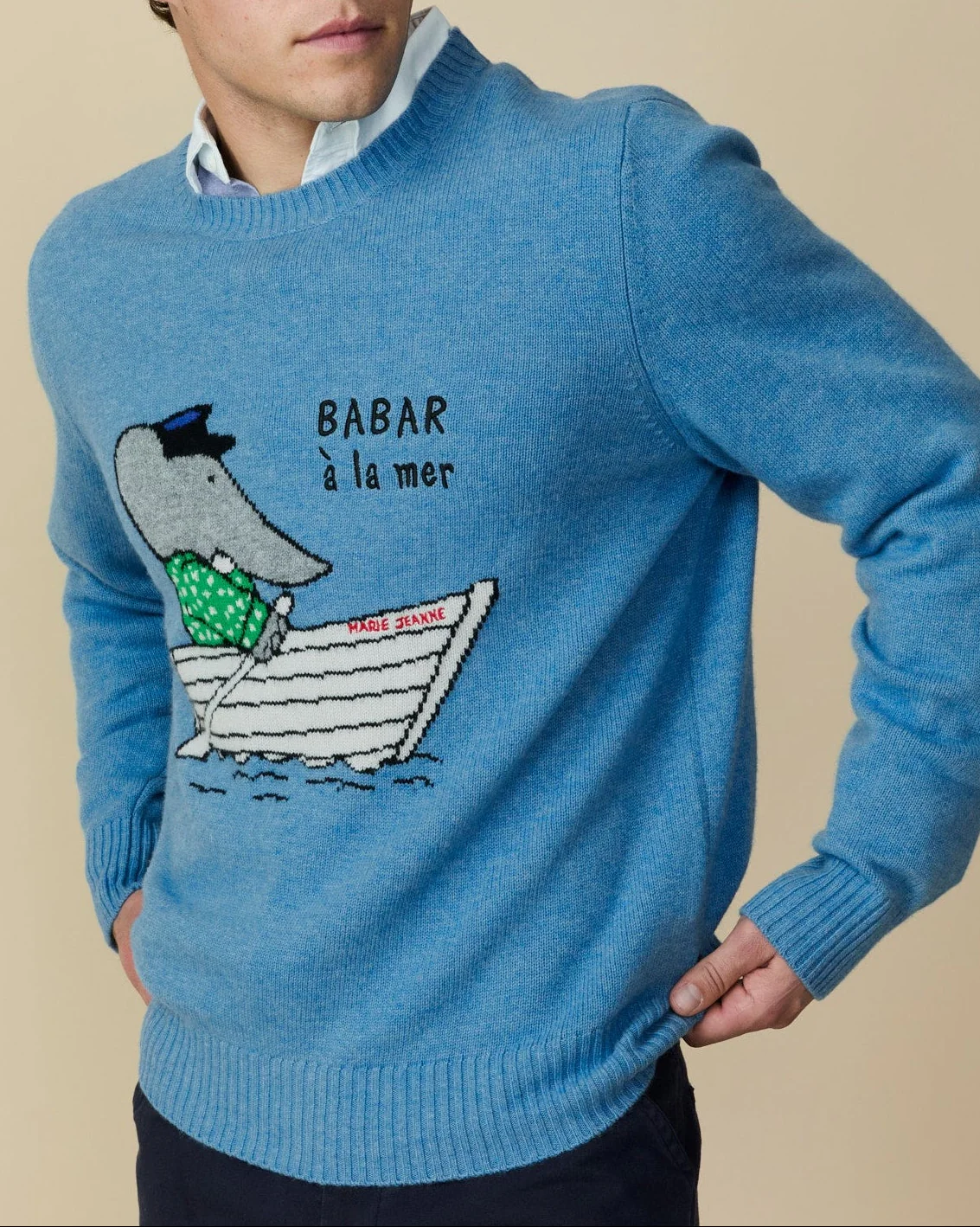 Men's Babar Cashmere Sweater Blue - Image 4