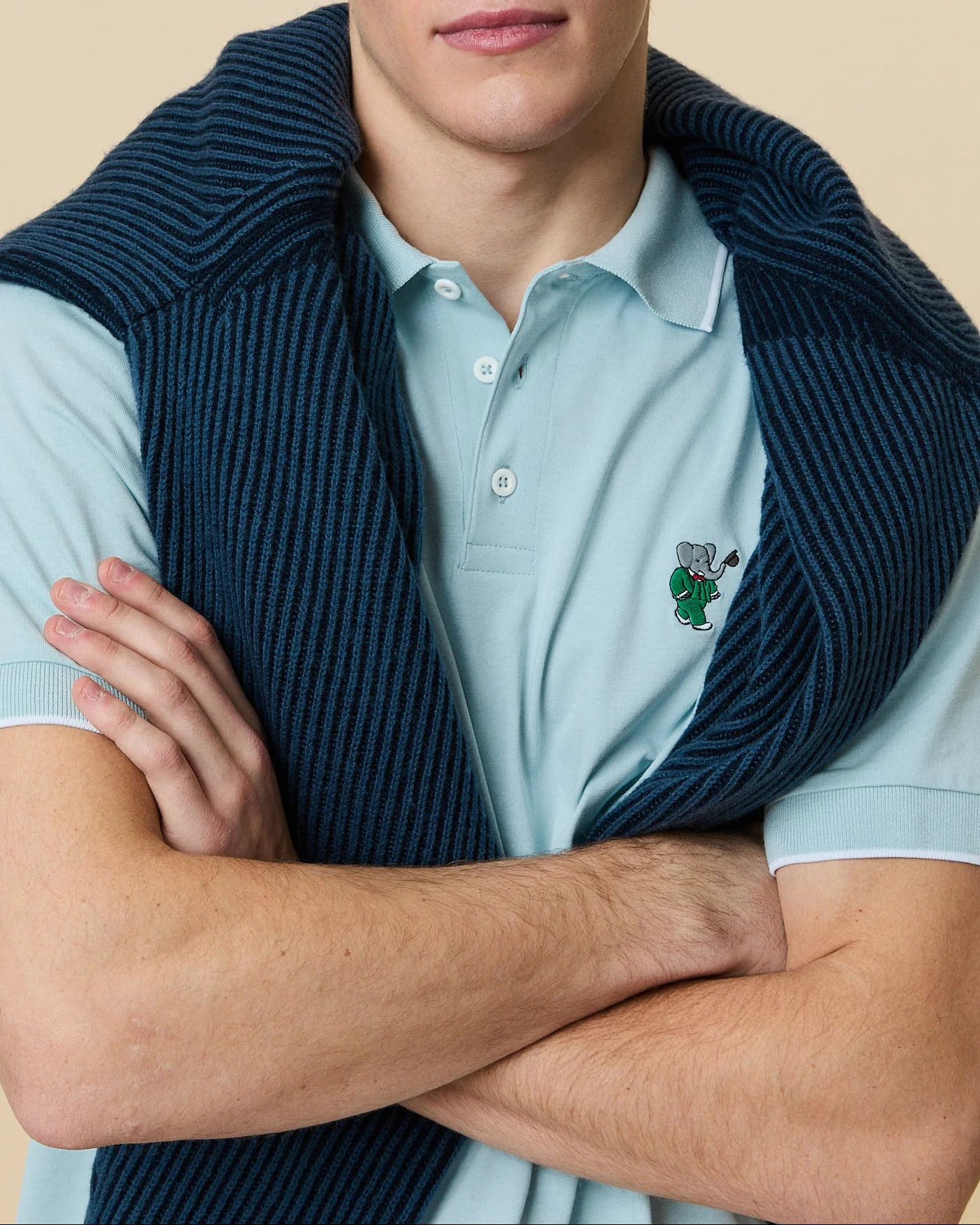 Men's Babar Double Polo Blue - Image 3