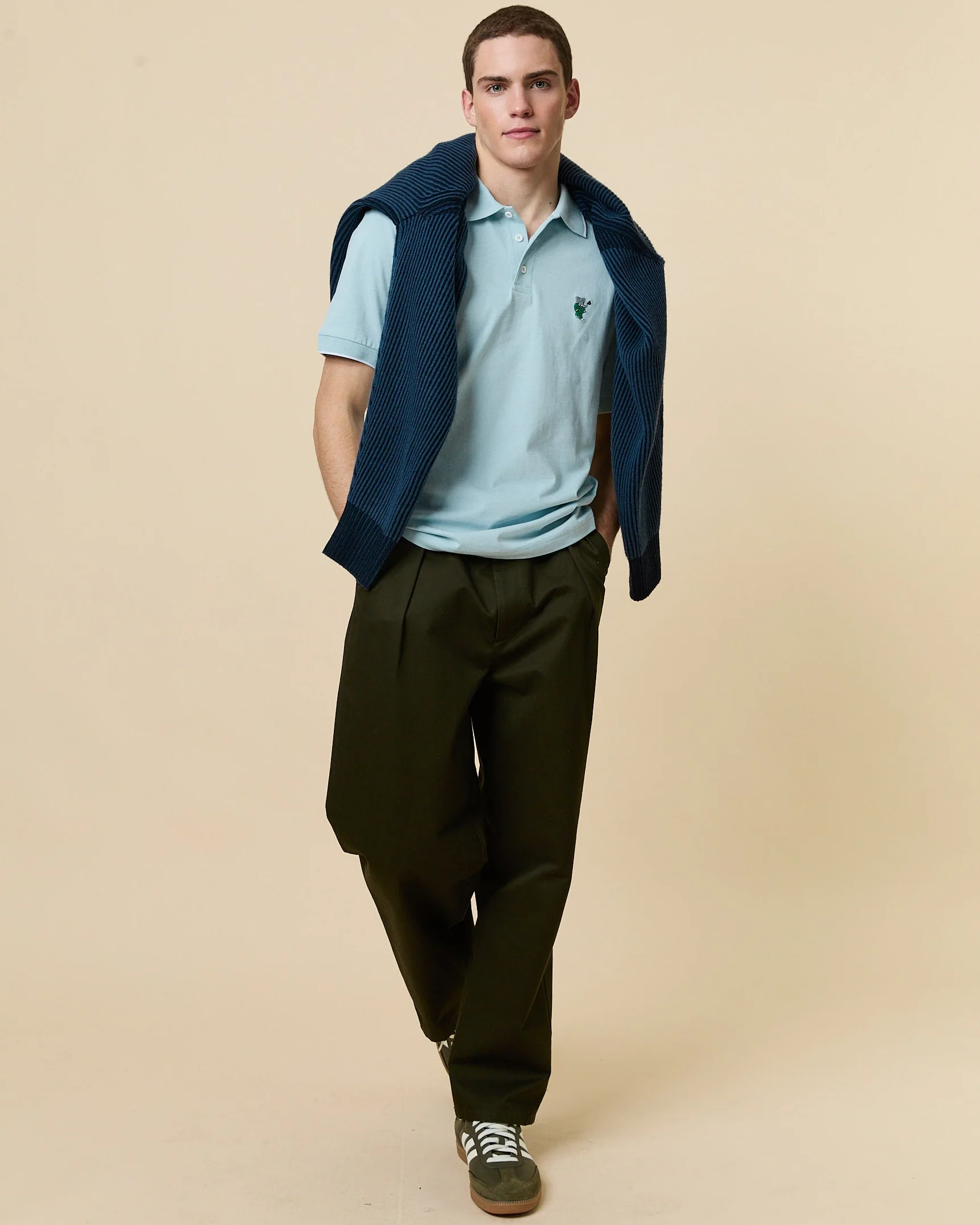 Men's Babar Double Polo Blue - Image 4