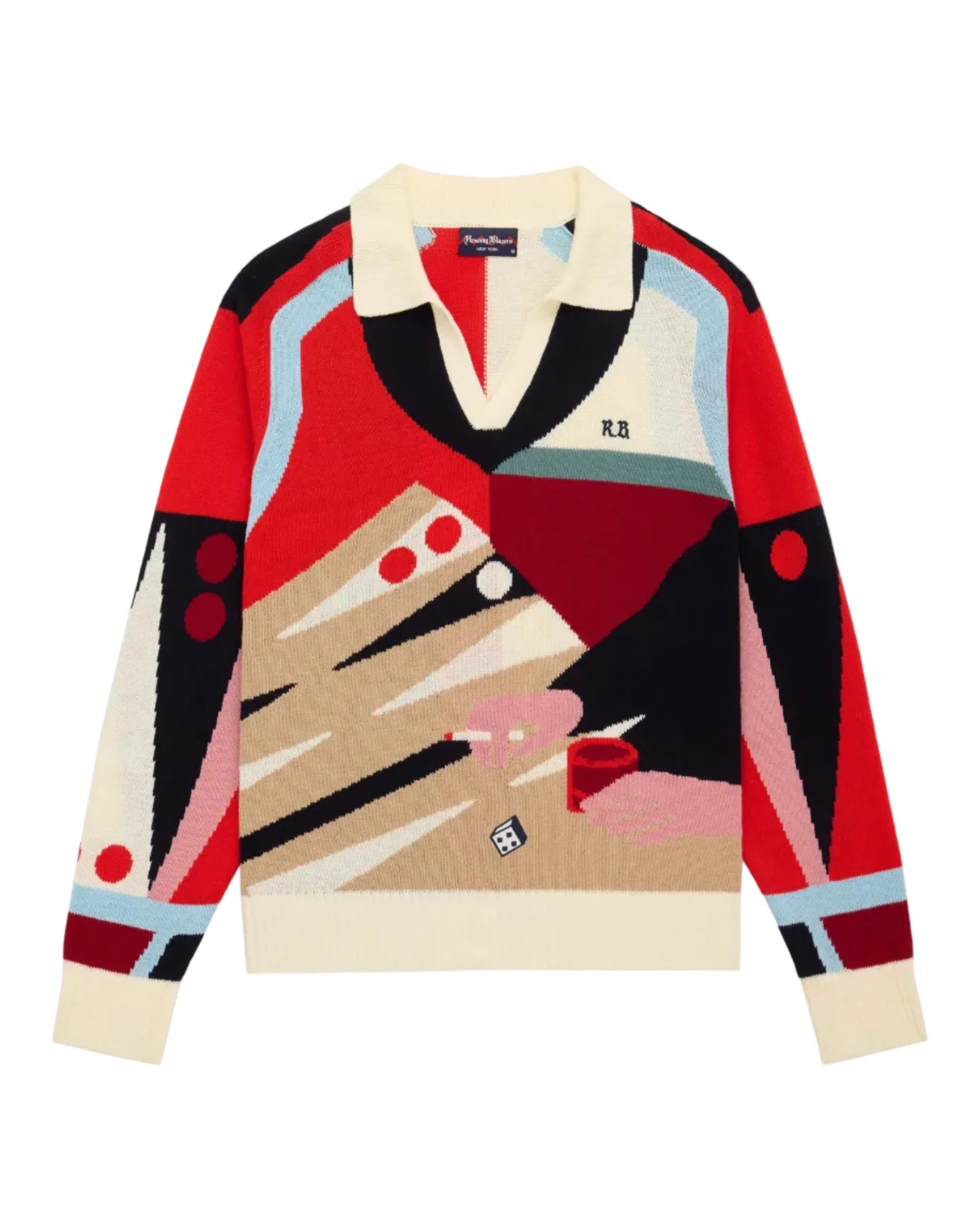 Men's Backgammon Sweater Red Brown Multicolor