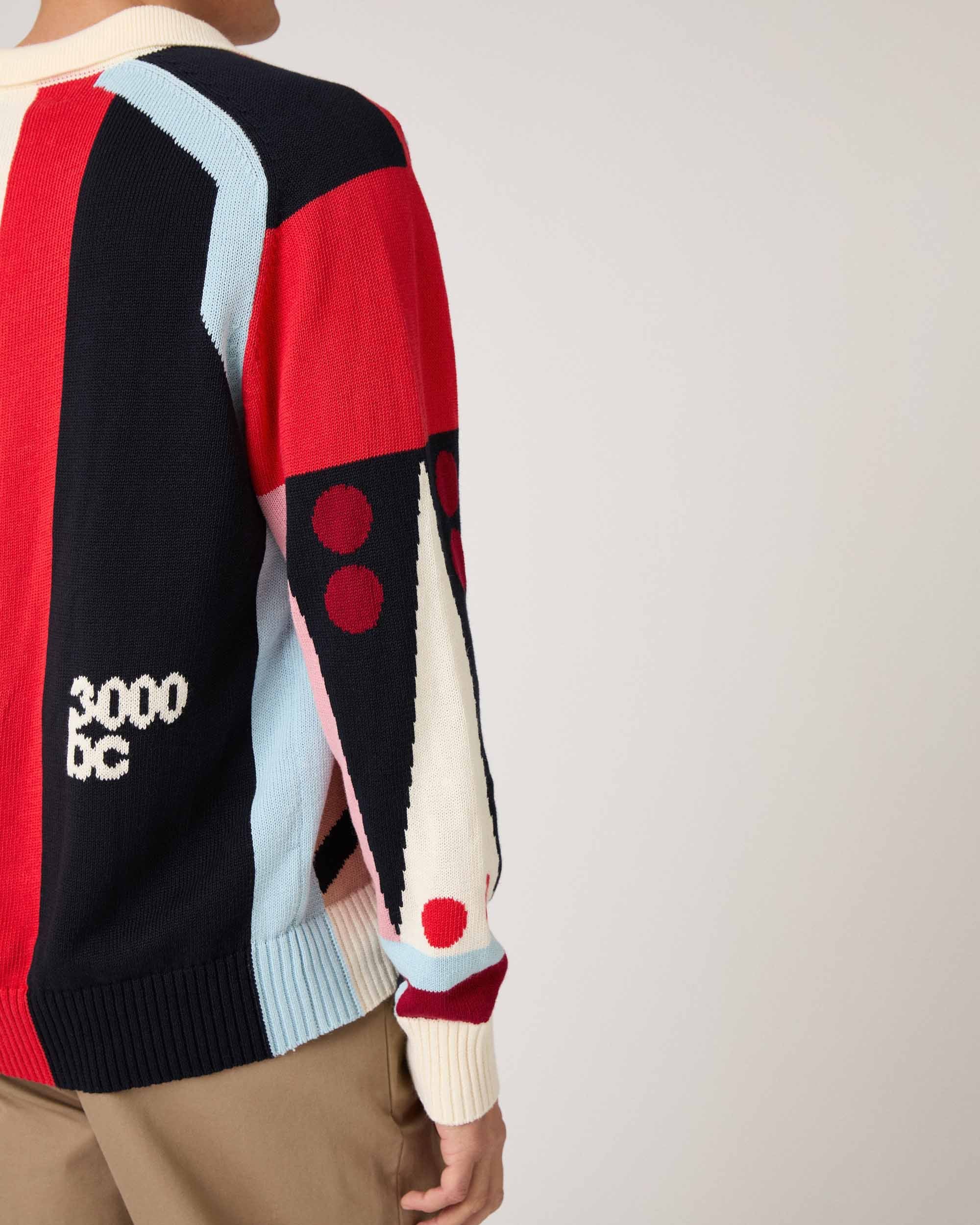 Men's Backgammon Sweater Red Brown Multicolor - Image 3