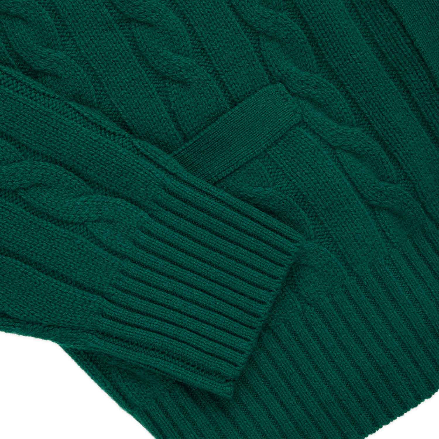 Men's Cashmere Cableknit Cardigan Evergreen - Image 6