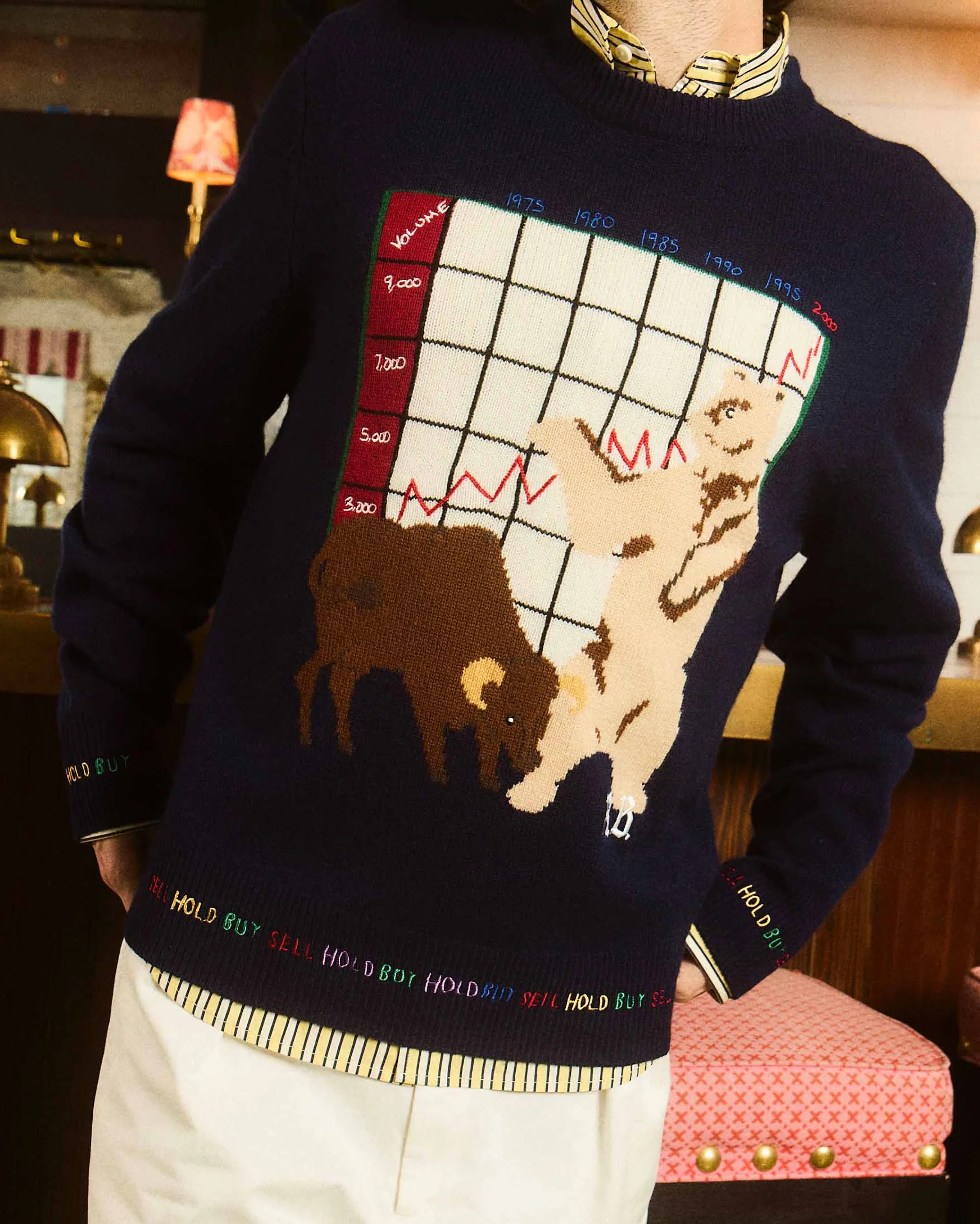 Men's Cashmere Finance Sweater Navy - Image 3