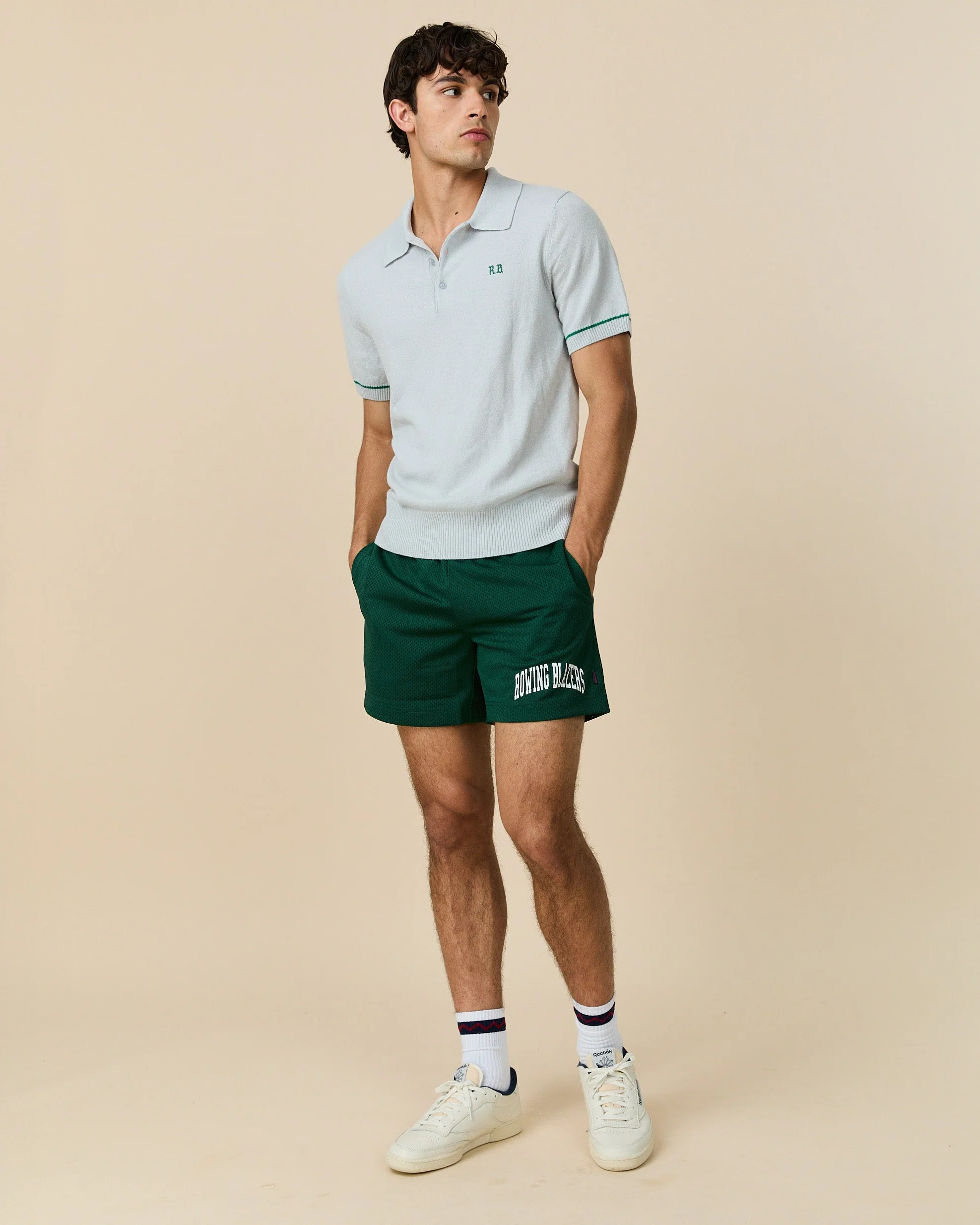 Men's Cashmere Short Sleeve Polo Light Grey - Image 3