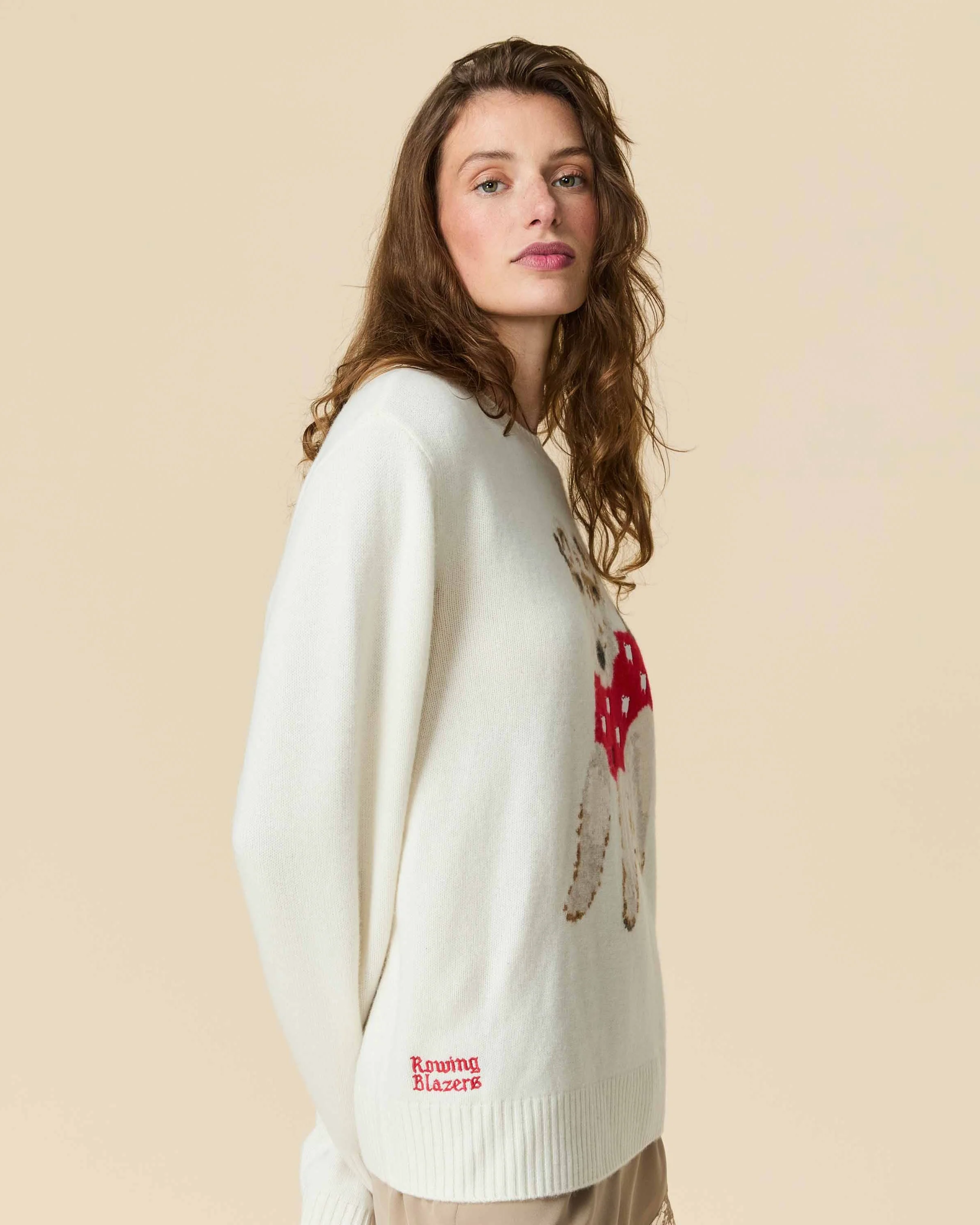 Women's Oversized Cashmere Terrier Sweater Cream - Image 4