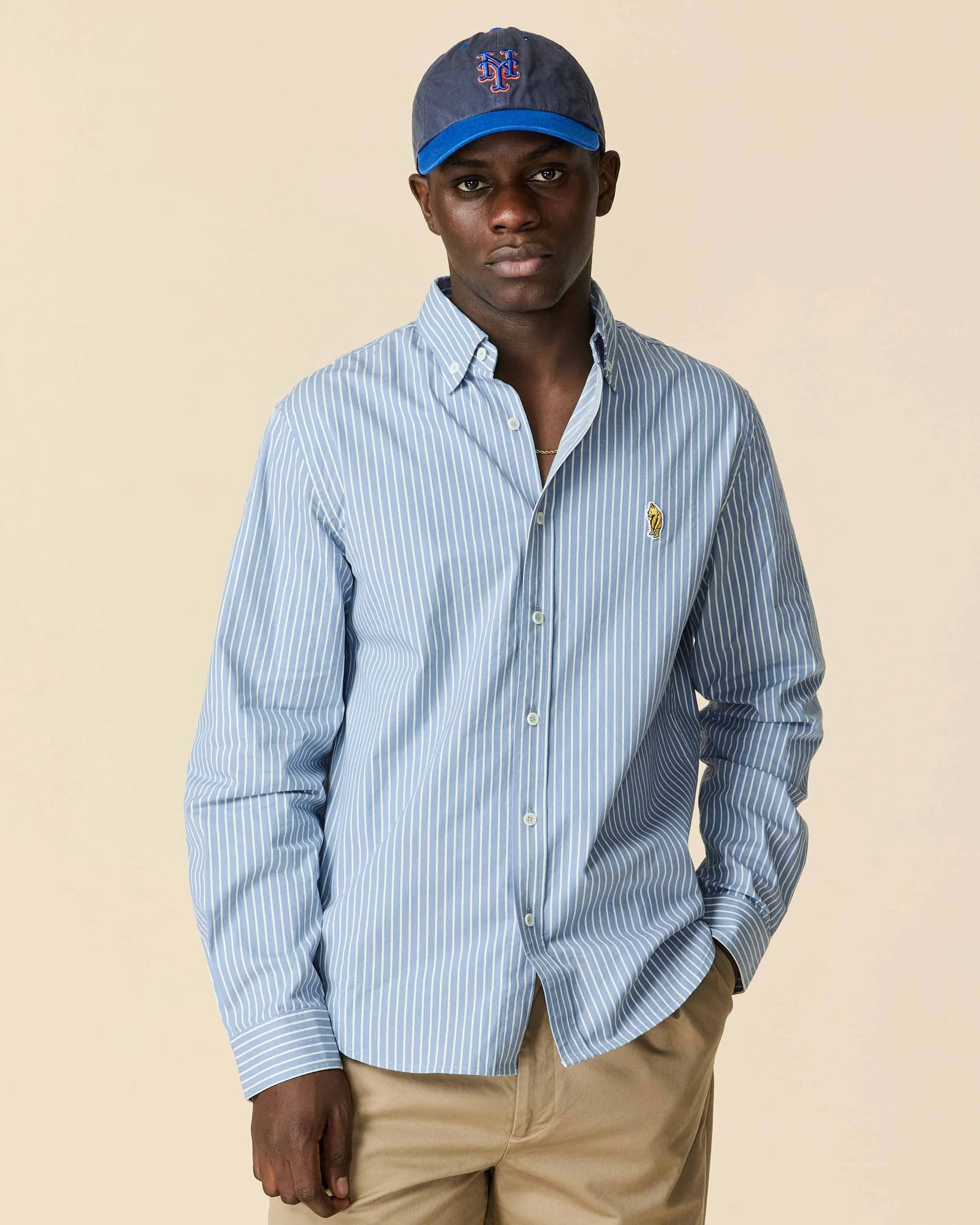Men's Classic Stripe Pooh Shirt Blue White Stripe - Image 5