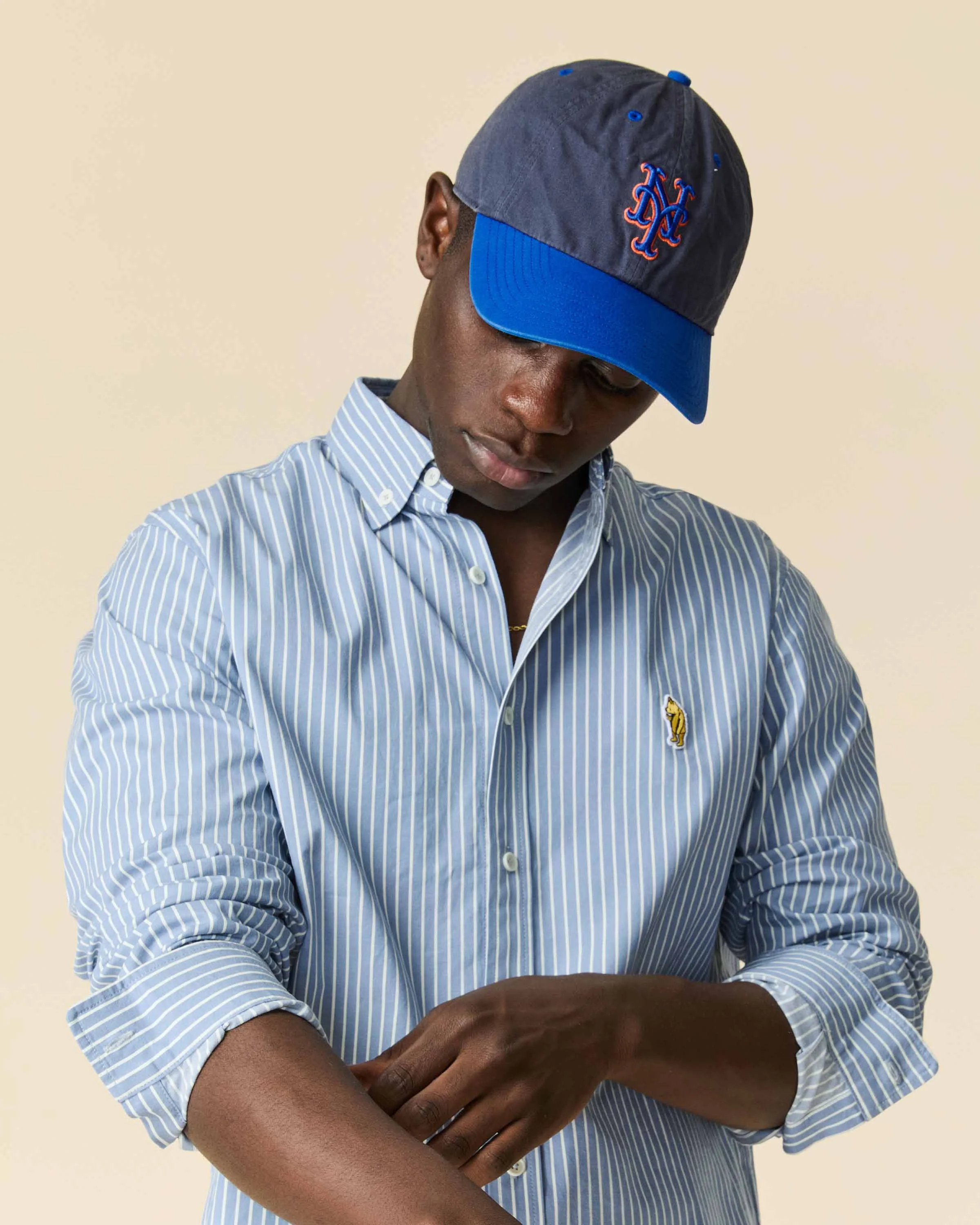 Men's Classic Stripe Pooh Shirt Blue White Stripe - Image 6