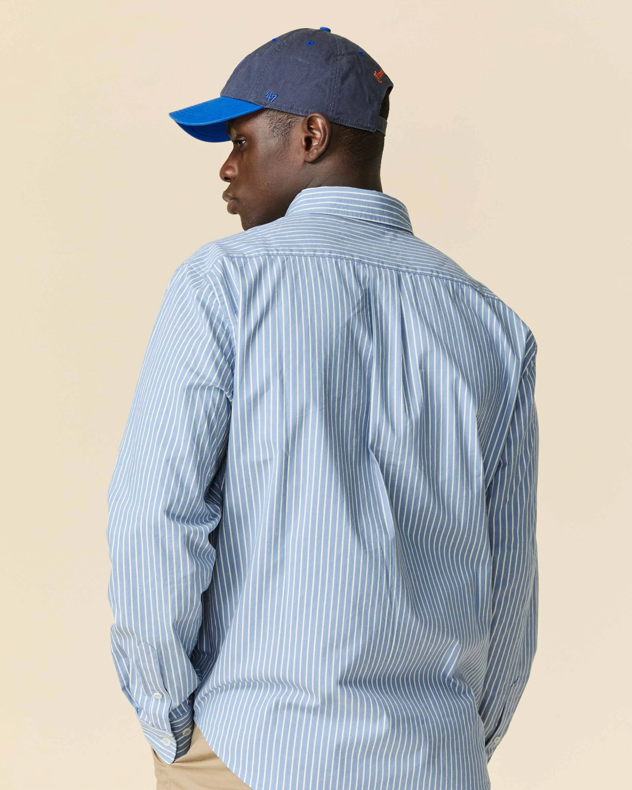 Men's Classic Stripe Pooh Shirt Blue White Stripe - Image 7