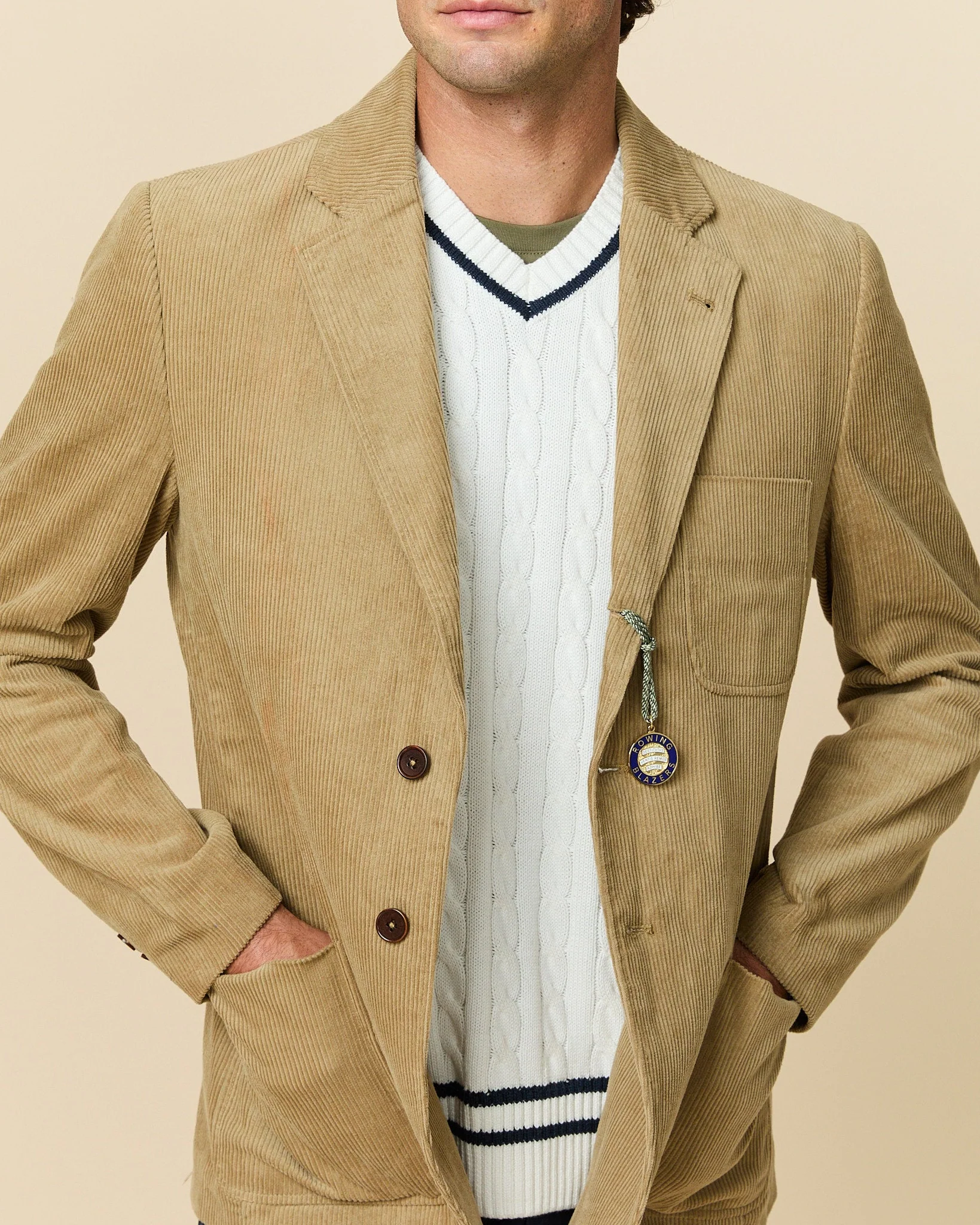 Men's Corduroy Patch Pocket Blazer Light Brown - Image 3