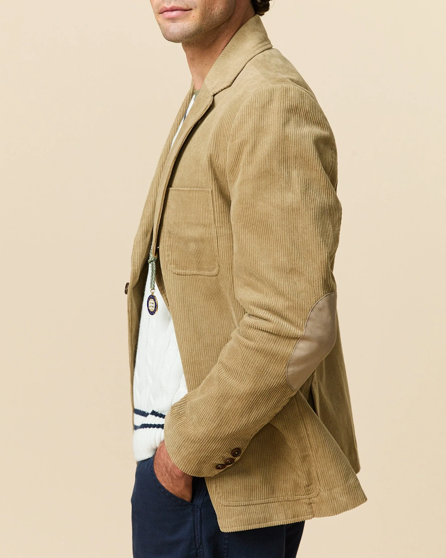 Men's Corduroy Patch Pocket Blazer Light Brown - Image 4
