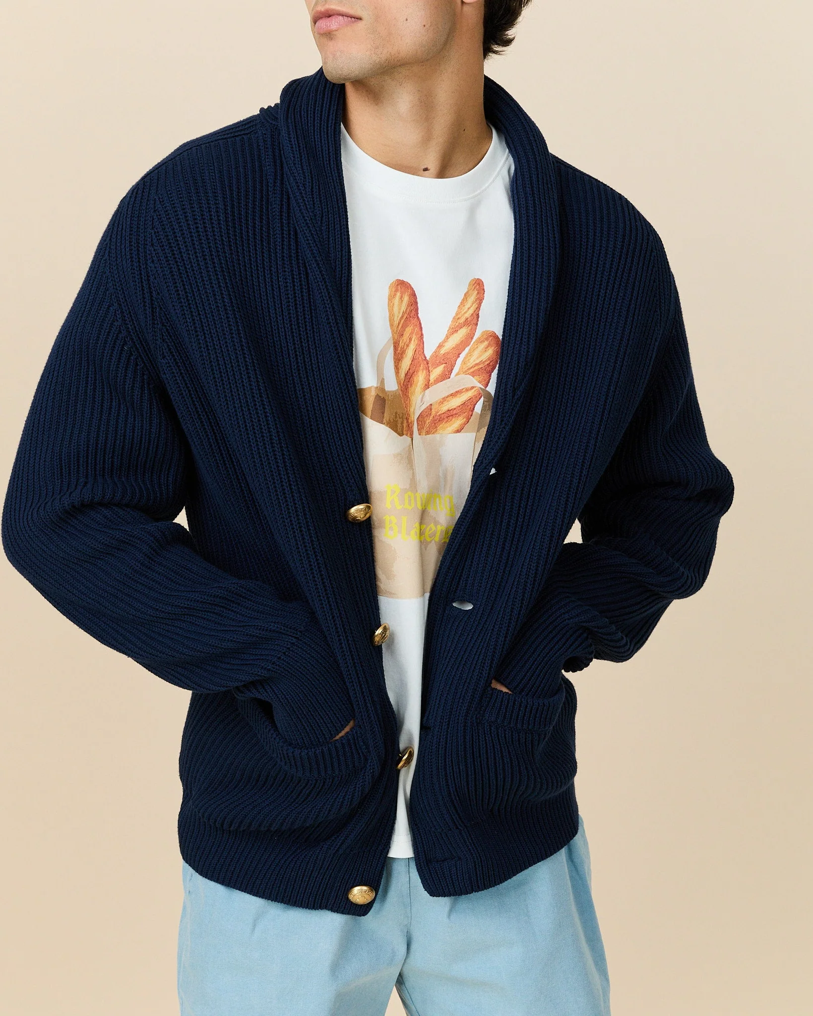 Men's Cotton Baguette T-Shirt Cream - Image 4
