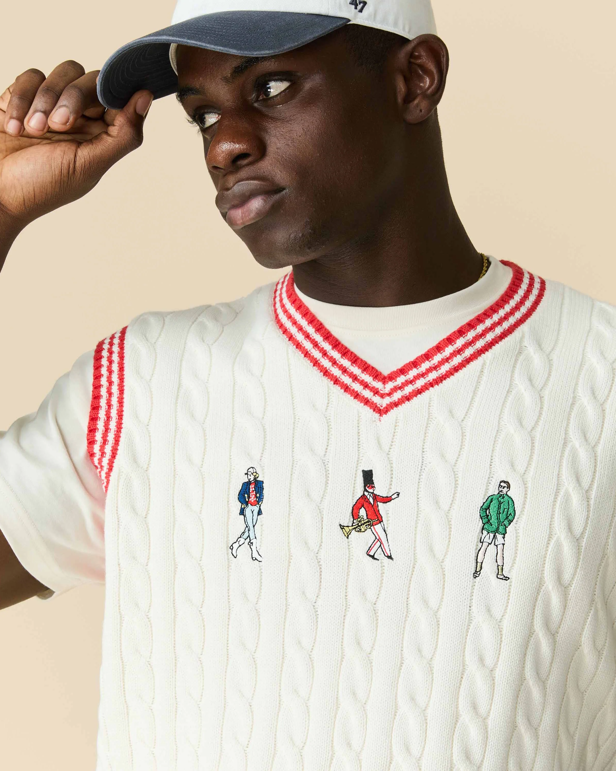 Men's Cotton Club Henries Sweater Vest White - Image 4