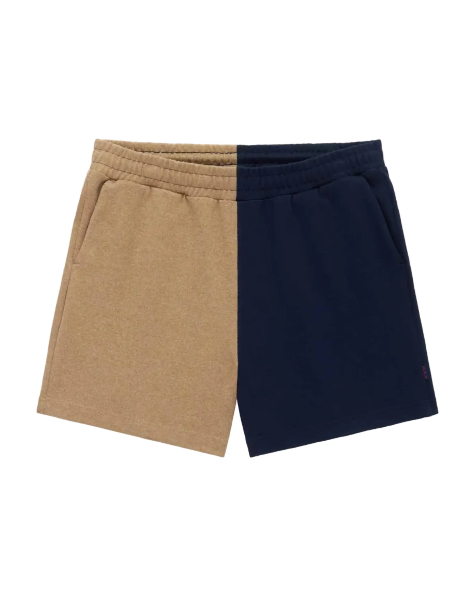 Men's Cotton Color Block Rugby Pull On Short Navy Khaki