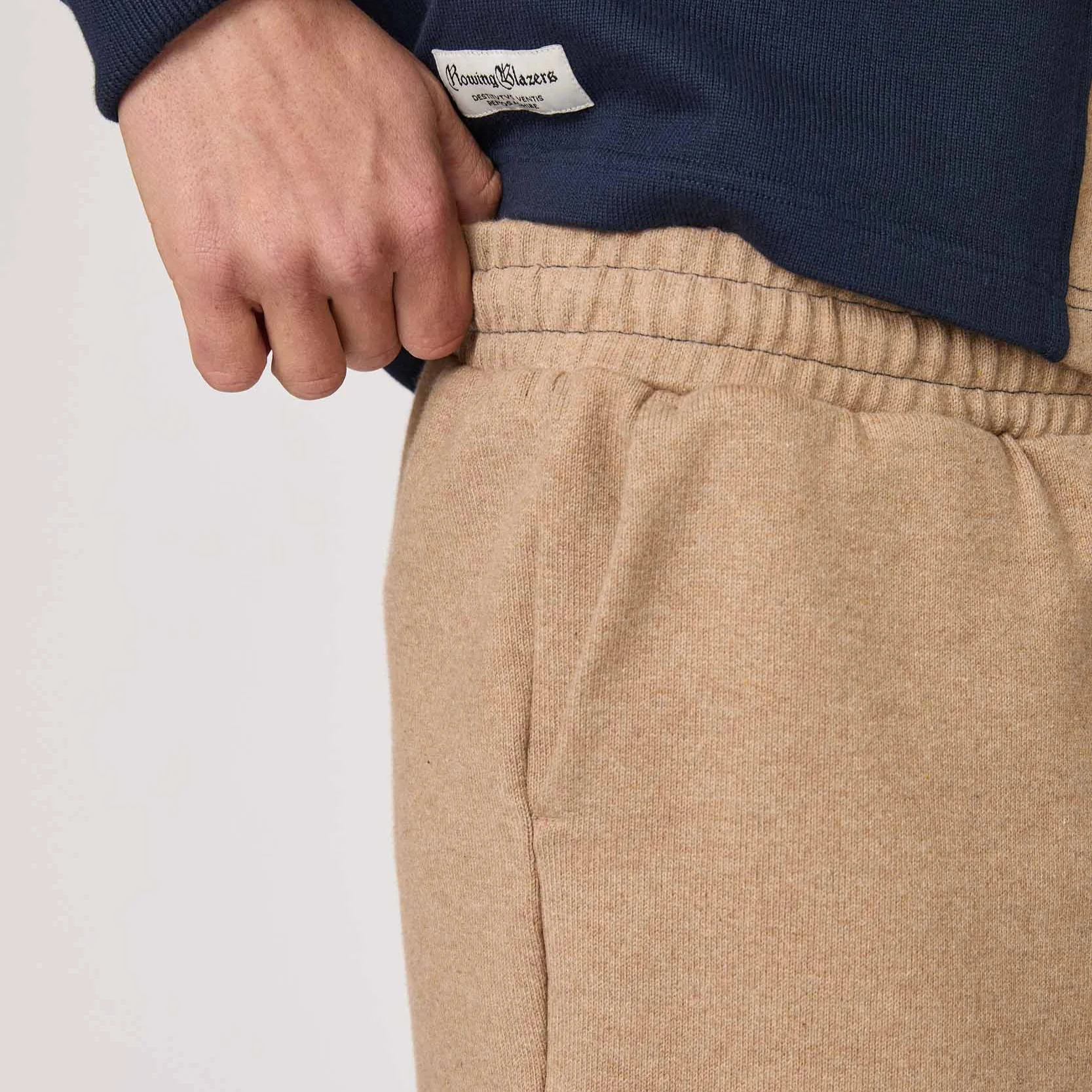 Men's Cotton Color Block Rugby Pull On Short Navy Khaki - Image 4