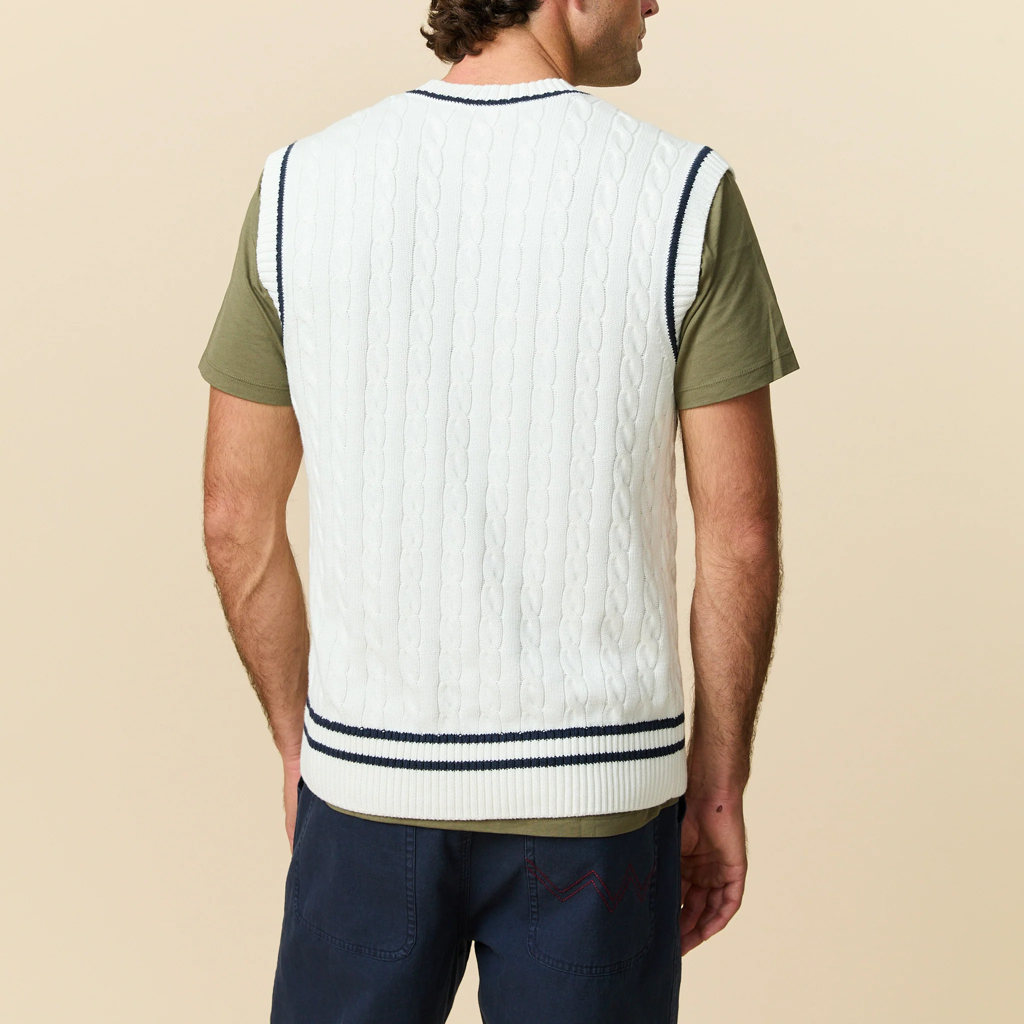 Men's Cotton Cricket Vest White - Image 6