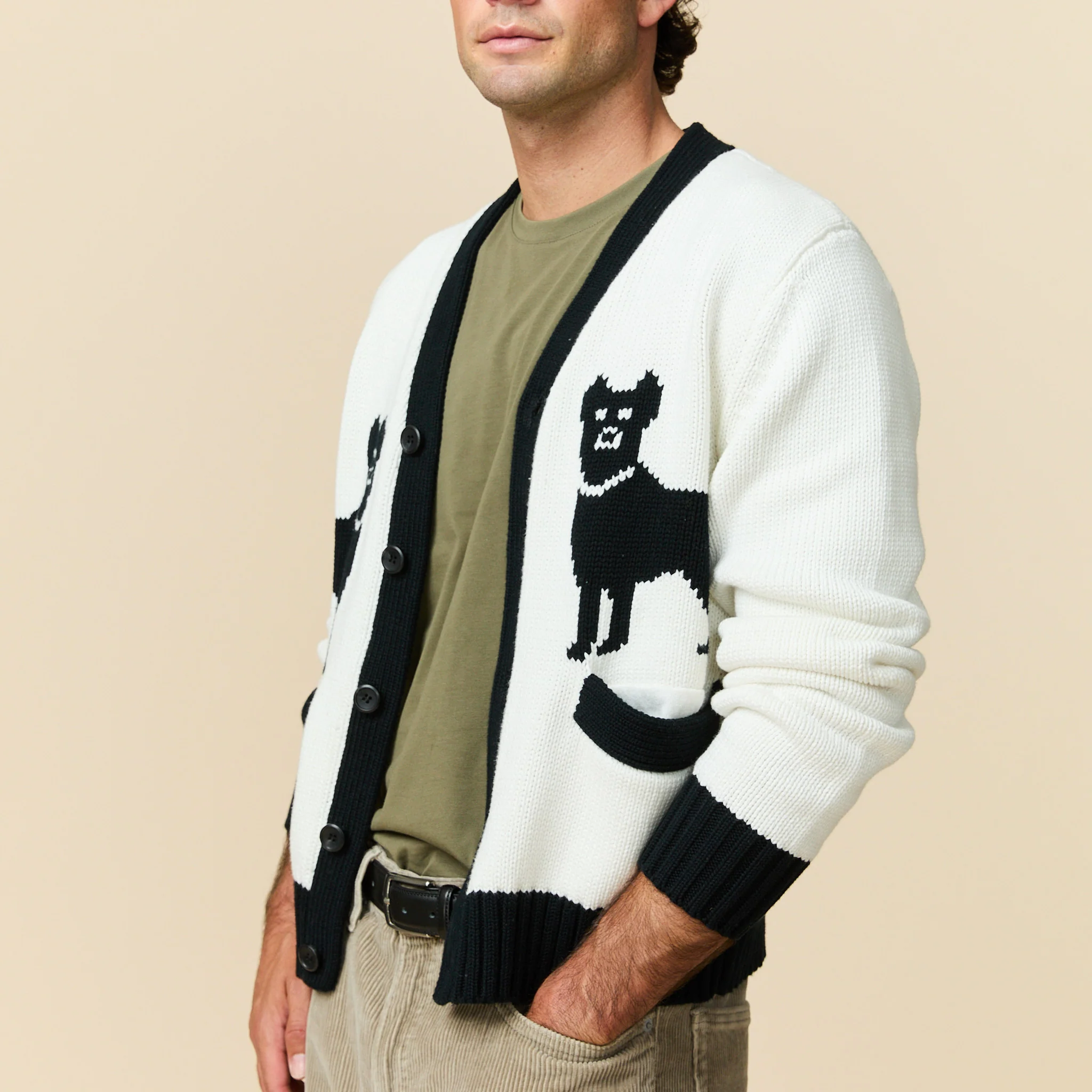 Men's Cotton Doberman Contrast Cardigan - Image 3