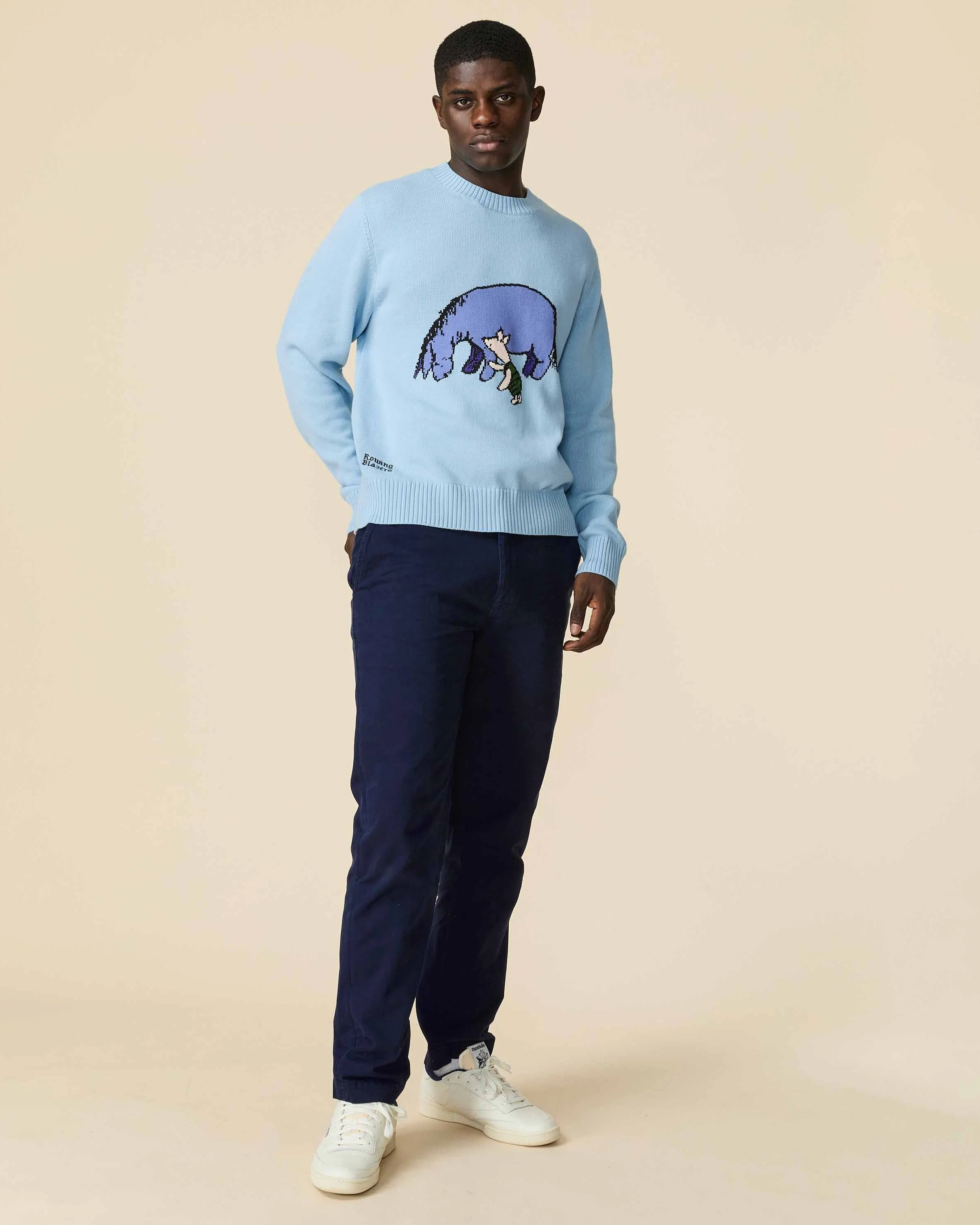 Men's Cotton Eeyore and Piglet Sweater Blue - Image 4