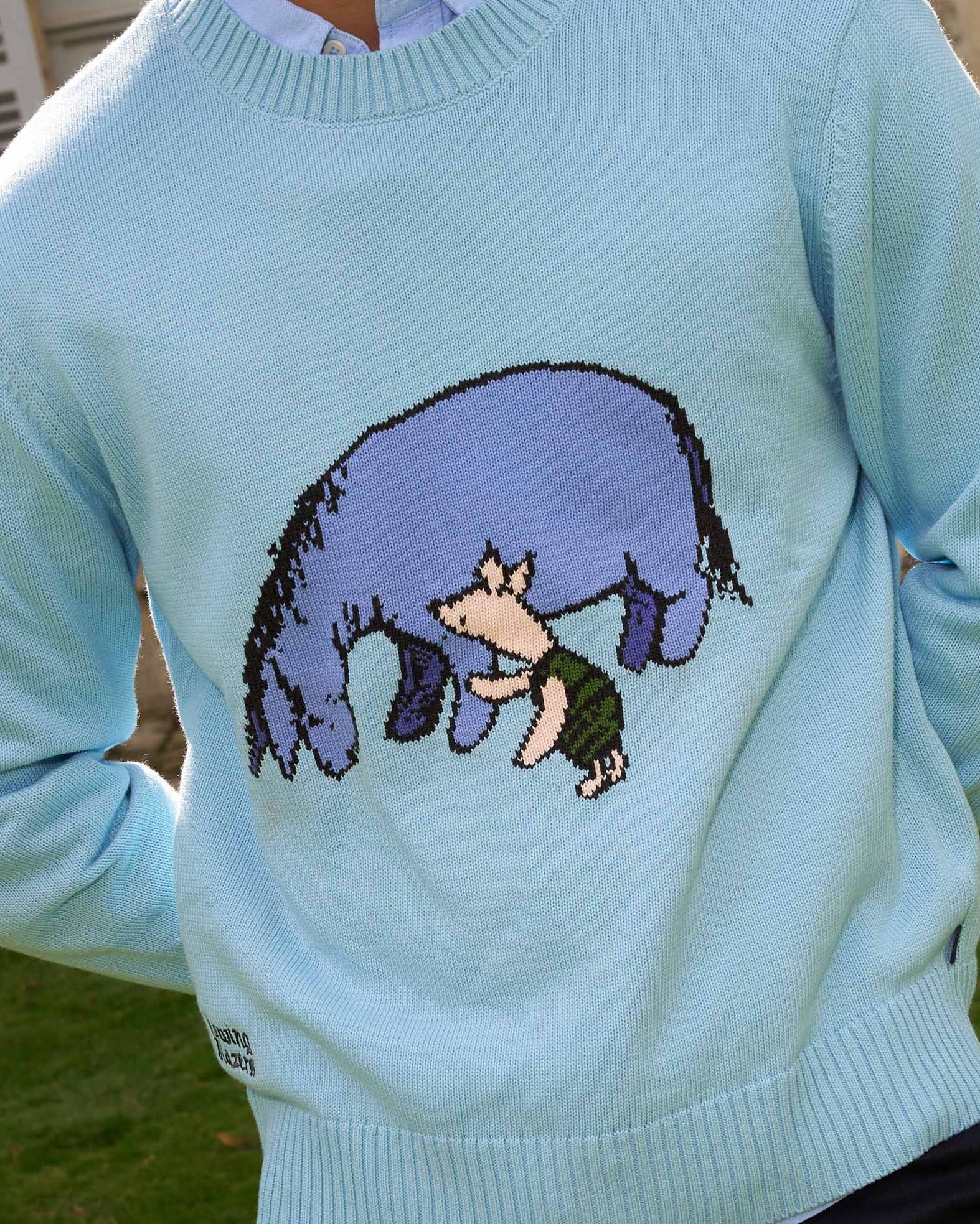Men's Cotton Eeyore and Piglet Sweater Blue - Image 6