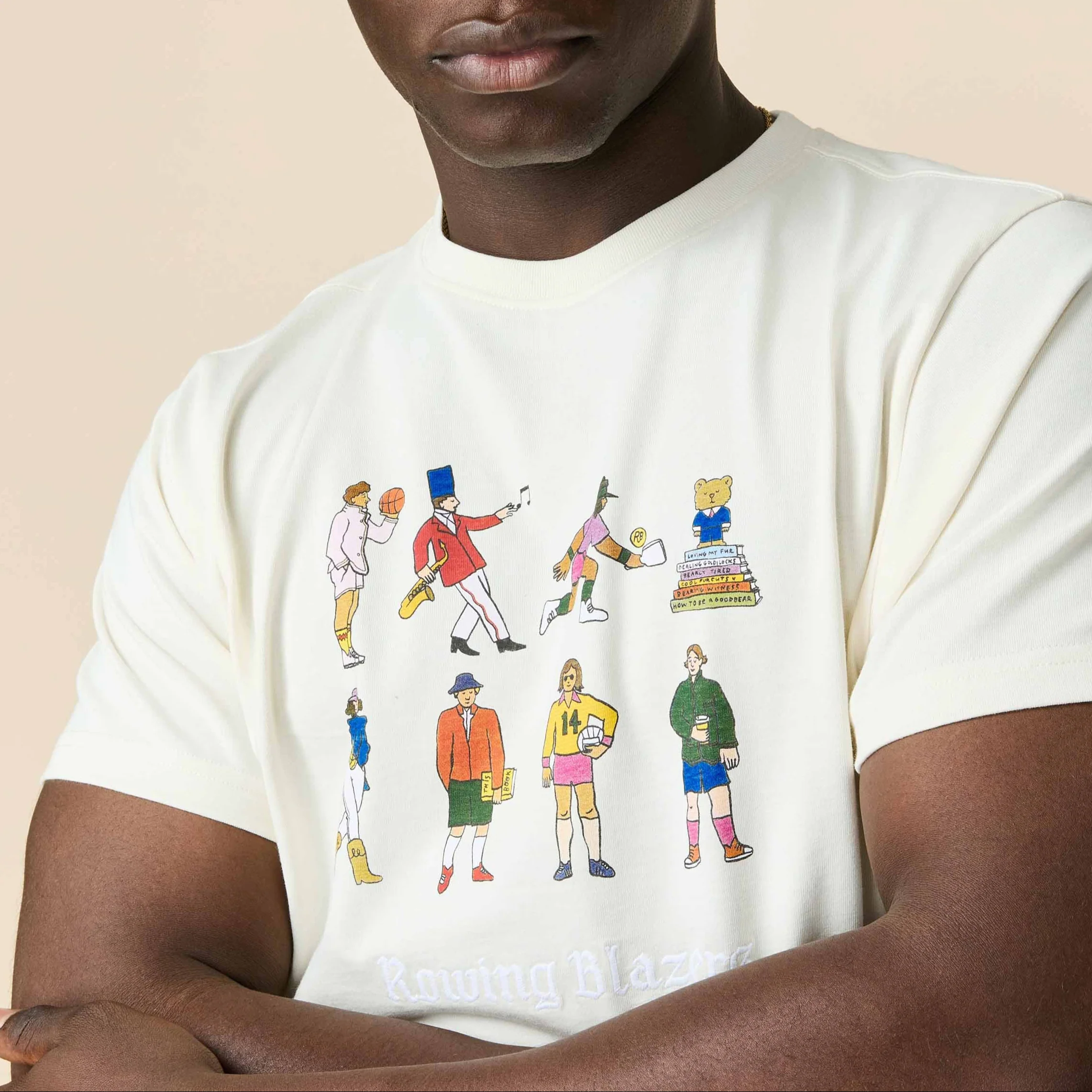 Men's Cotton Extra Curricular T-Shirt Cream - Image 3