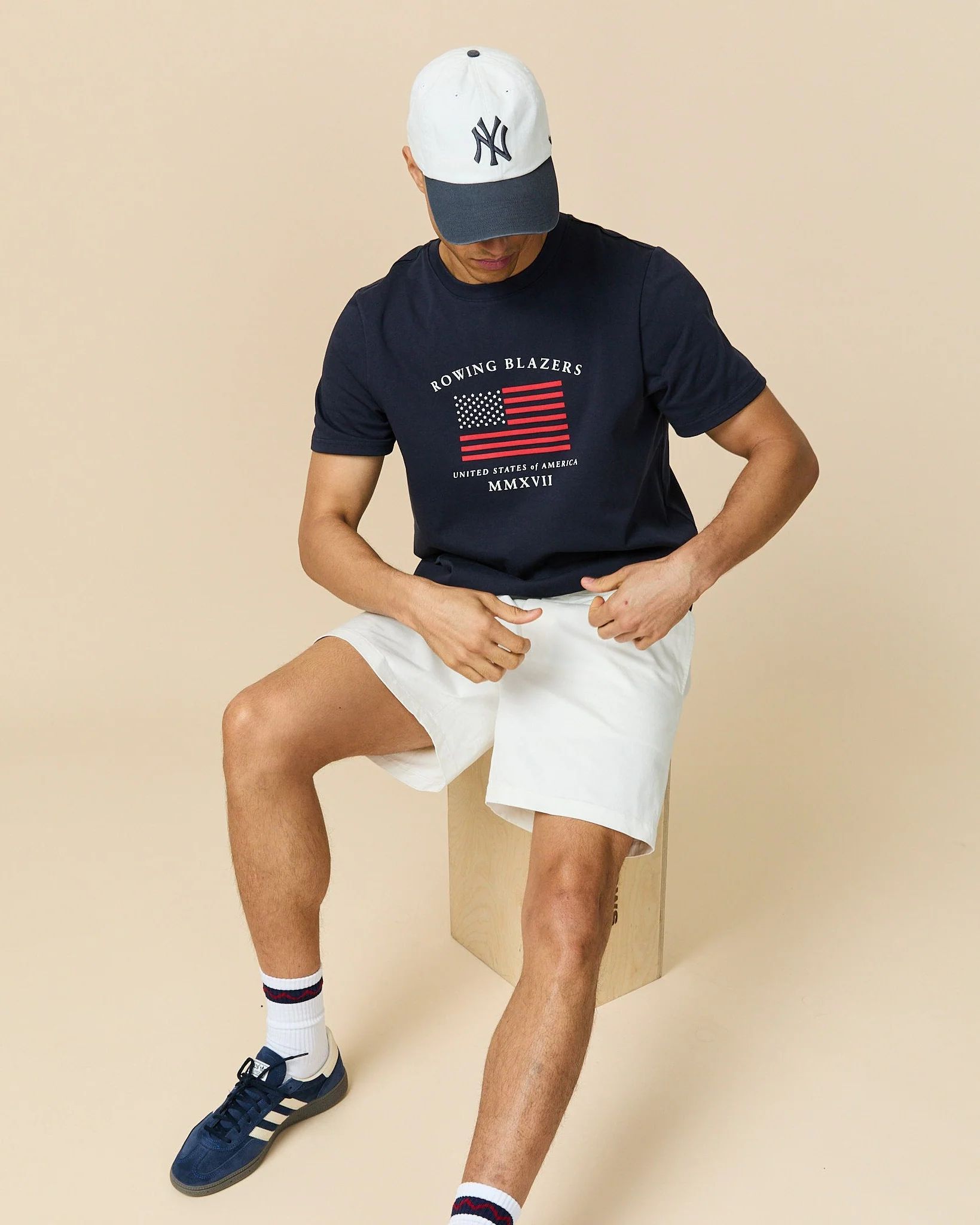 Men's Cotton Flag T-Shirt Navy - Image 3