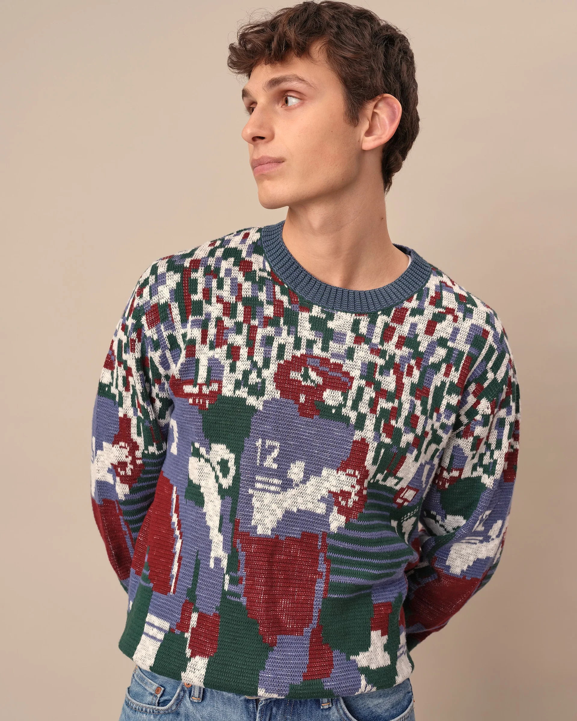 Men's Cotton Football Sweater Green