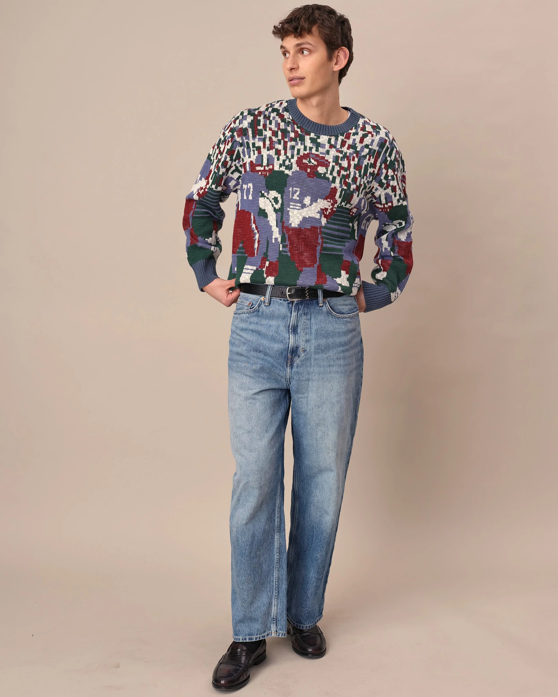 Men's Cotton Football Sweater Green - Image 3