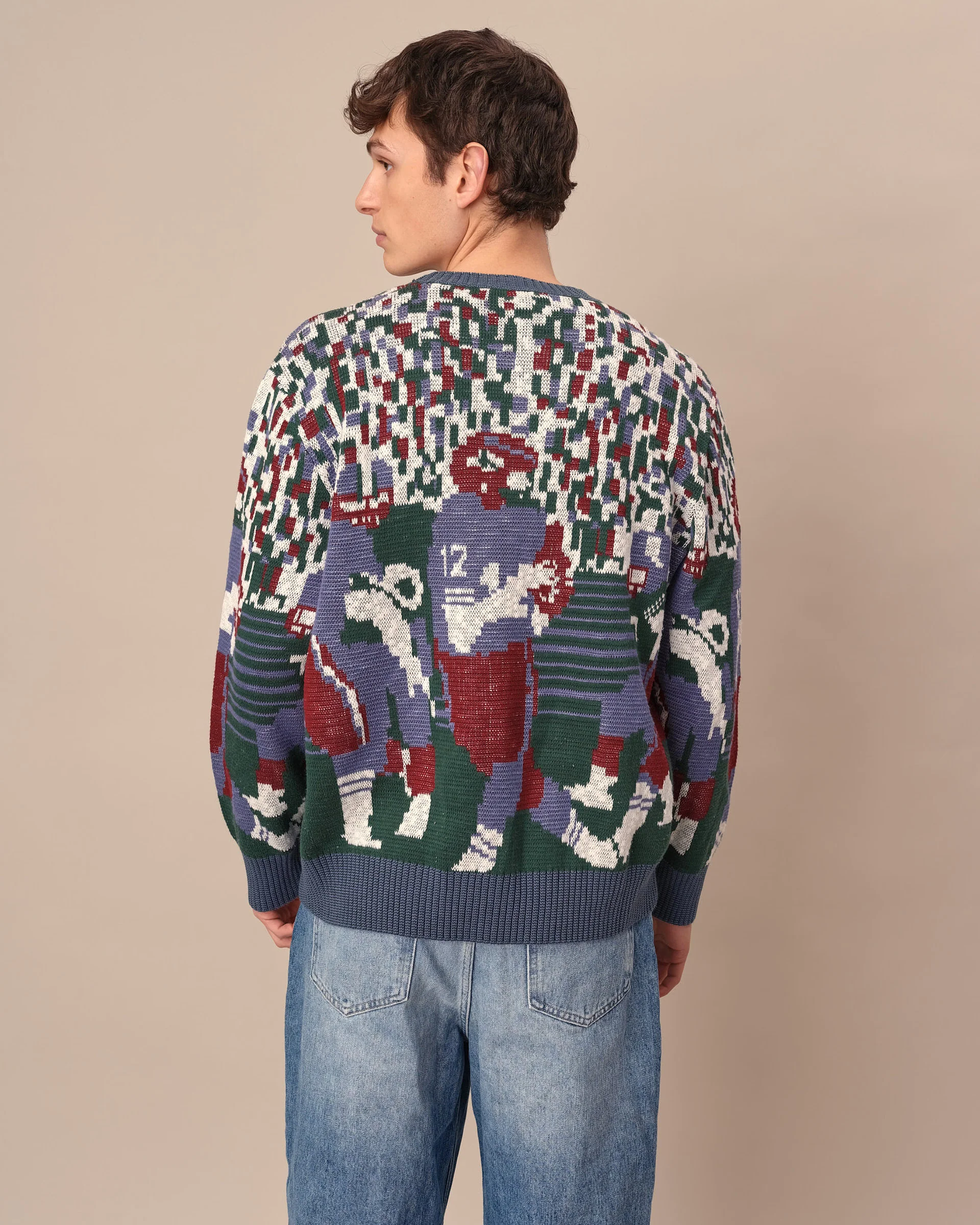 Men's Cotton Football Sweater Green - Image 4