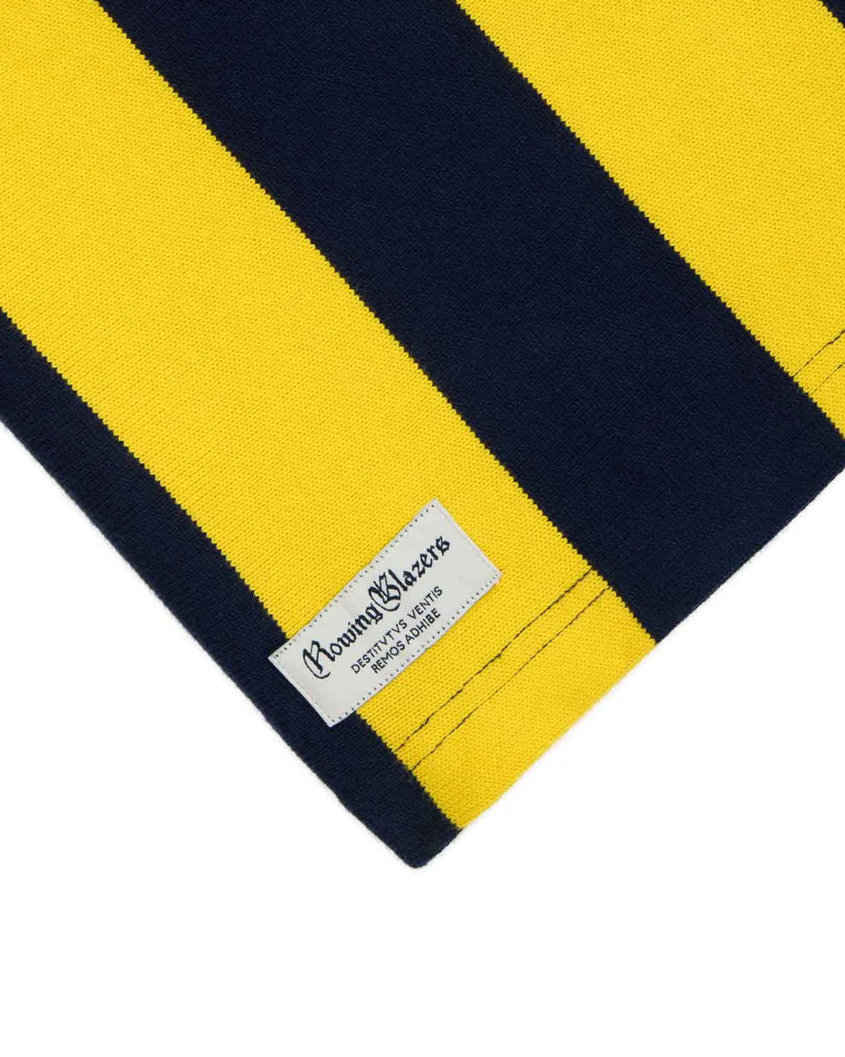 Men's Cotton Navy And Gold Stripe Rugby Navy Gold - Image 4
