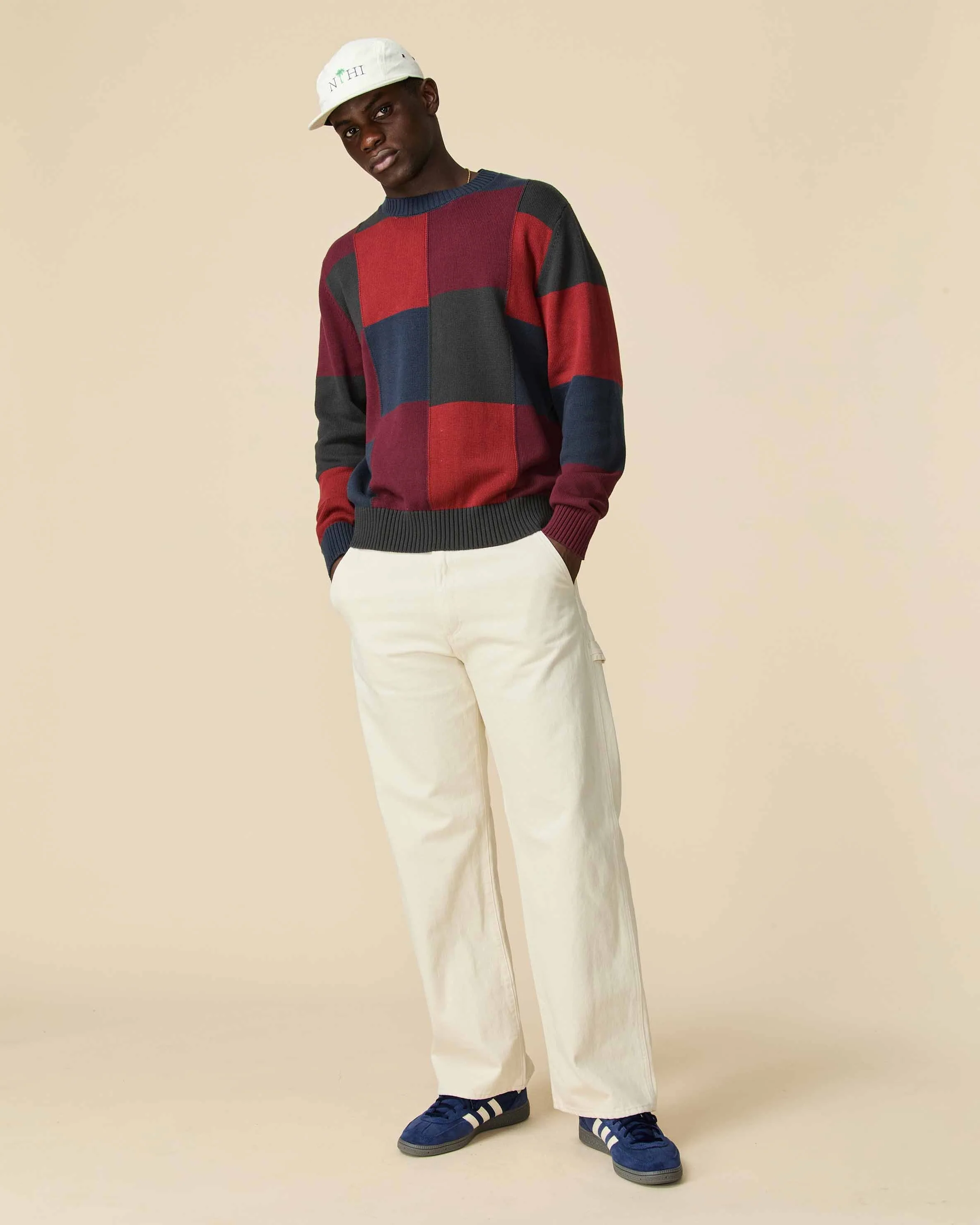 Men's Cotton Patchwork Sweater Brick Patchwork - Image 3