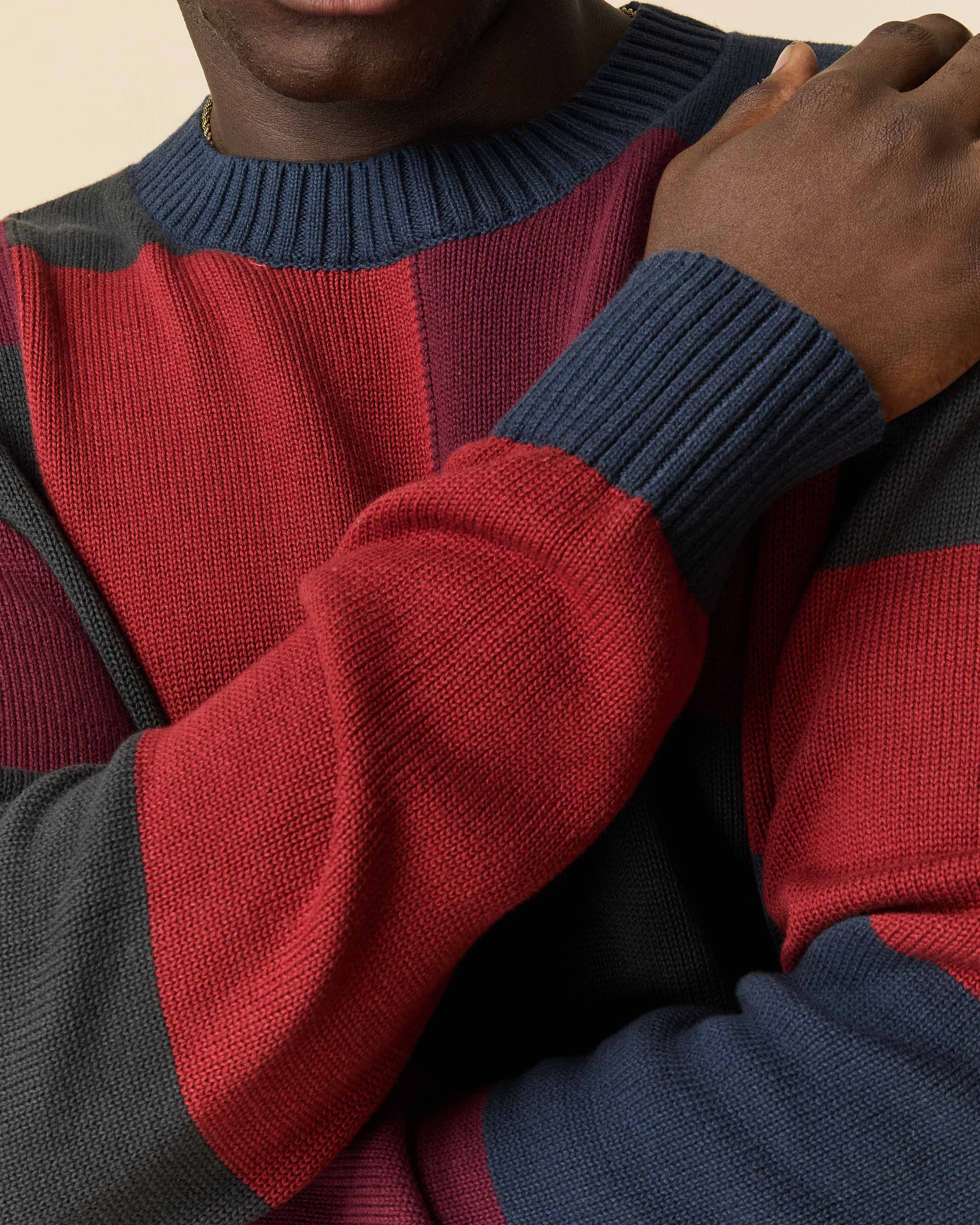 Men's Cotton Patchwork Sweater Brick Patchwork - Image 4