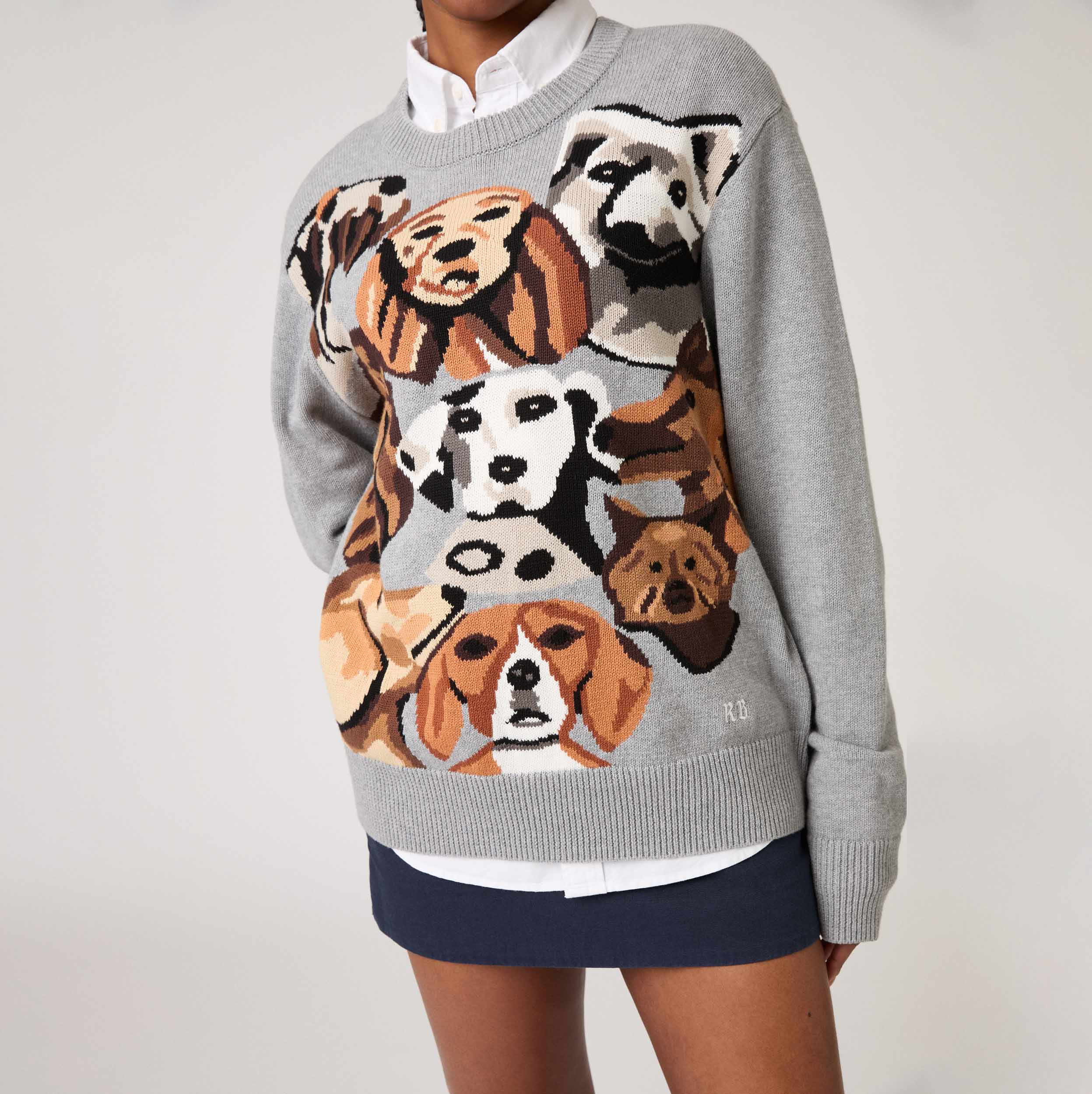 Men's Cotton Pile of Dogs Sweater Heather Grey - Image 7