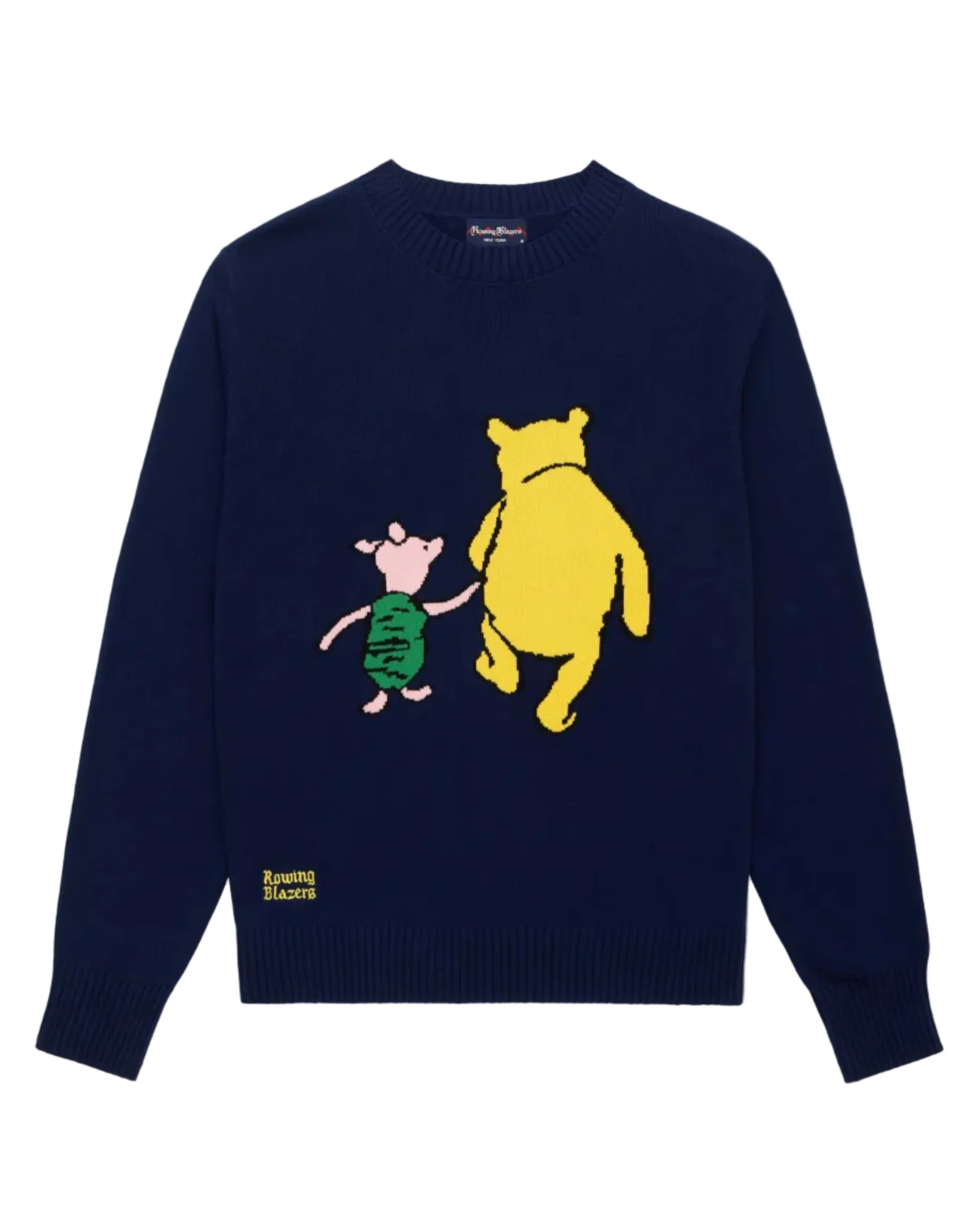 Men's Cotton Pooh and Piglet Sweater Navy - Image 3