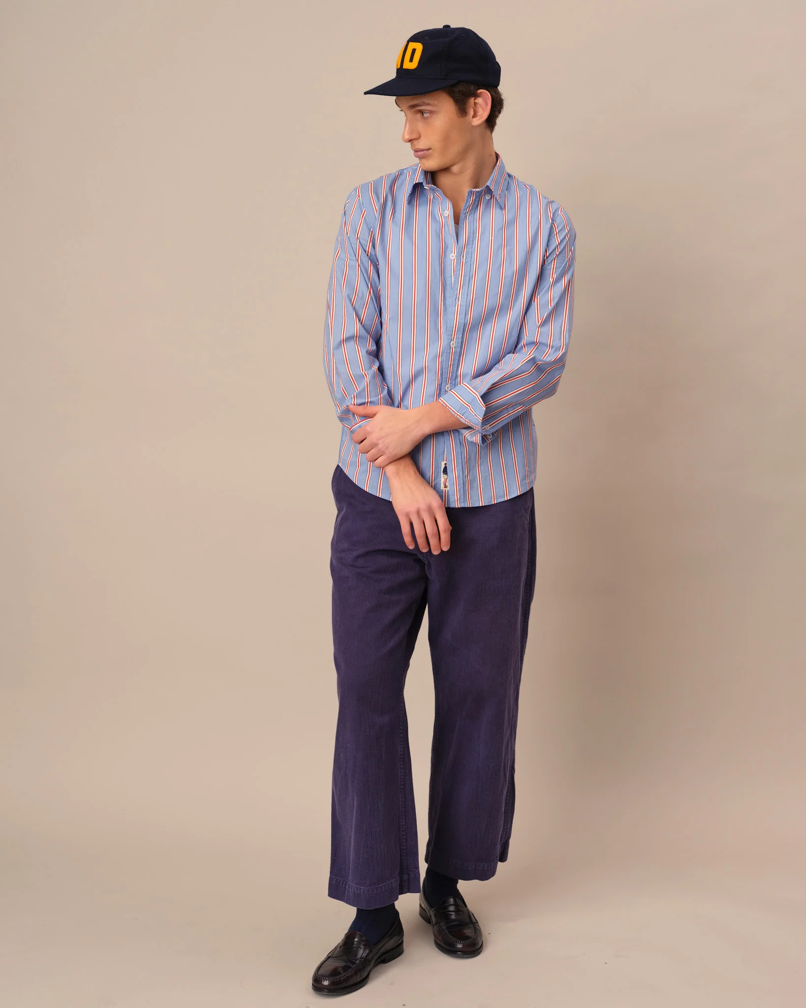 Men's Cotton Running Stripe Shirt Blue - Image 2