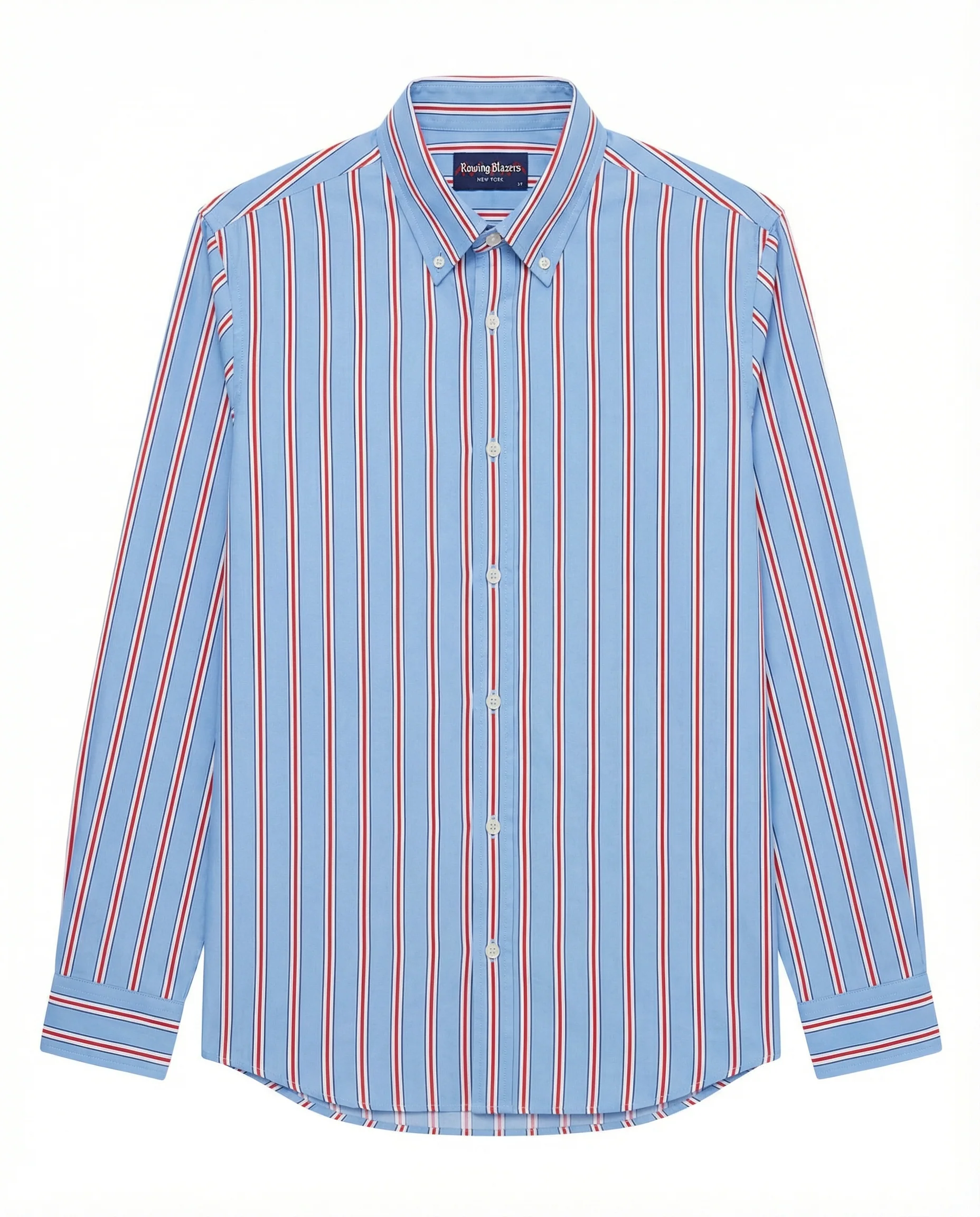 Men's Cotton Running Stripe Shirt Blue - Image 4