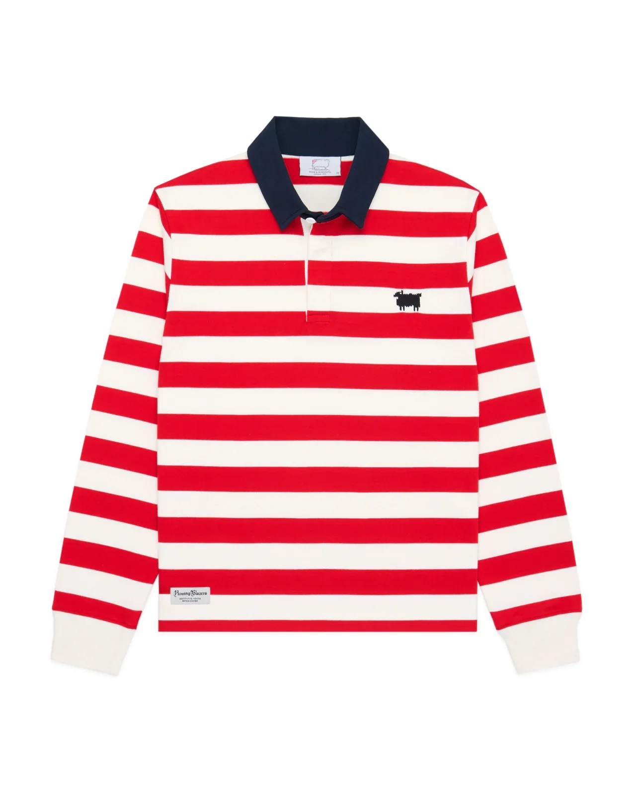 Men's Cotton Sheep Color Block Rugby Red - Image 3