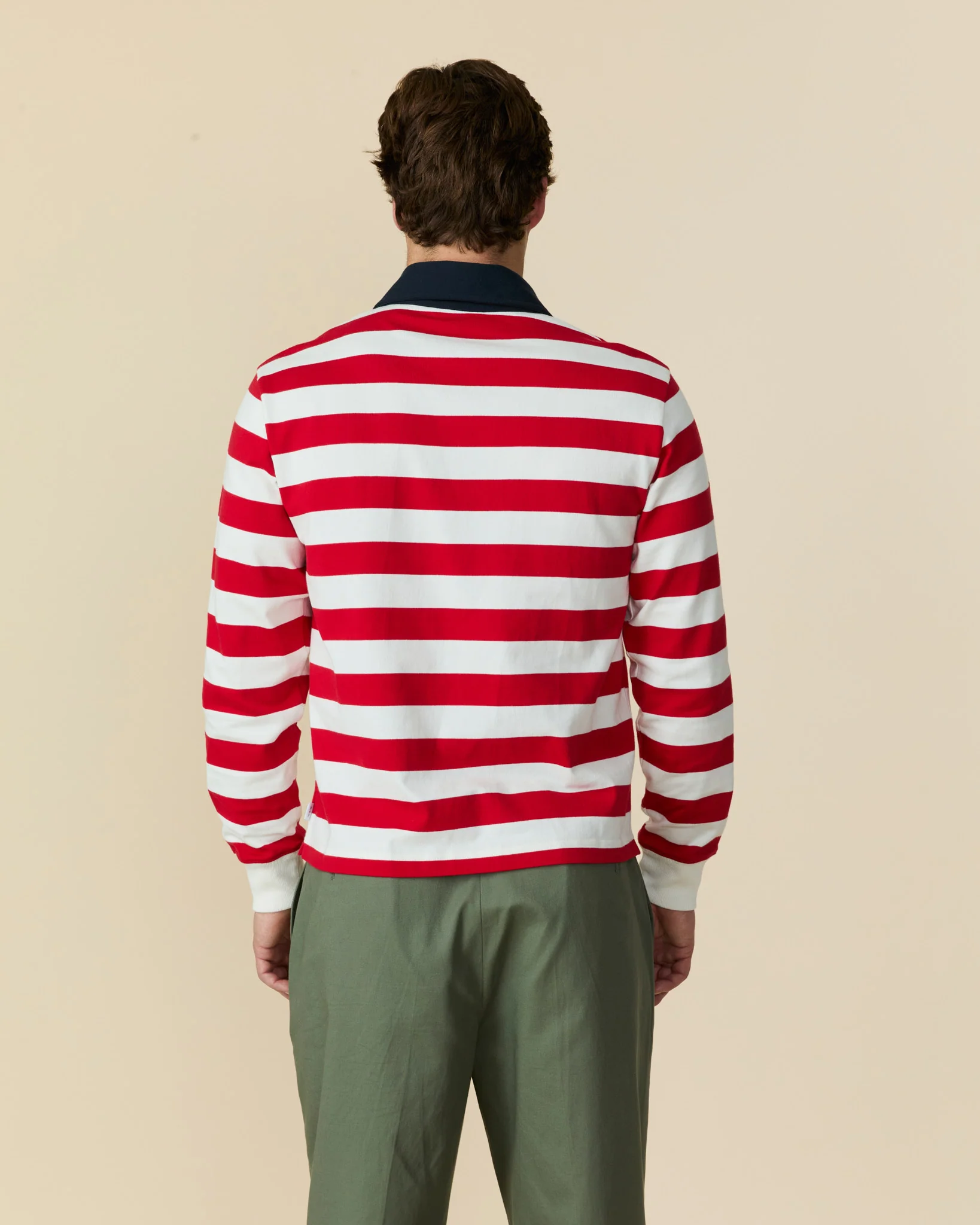 Men's Cotton Sheep Color Block Rugby Red - Image 8