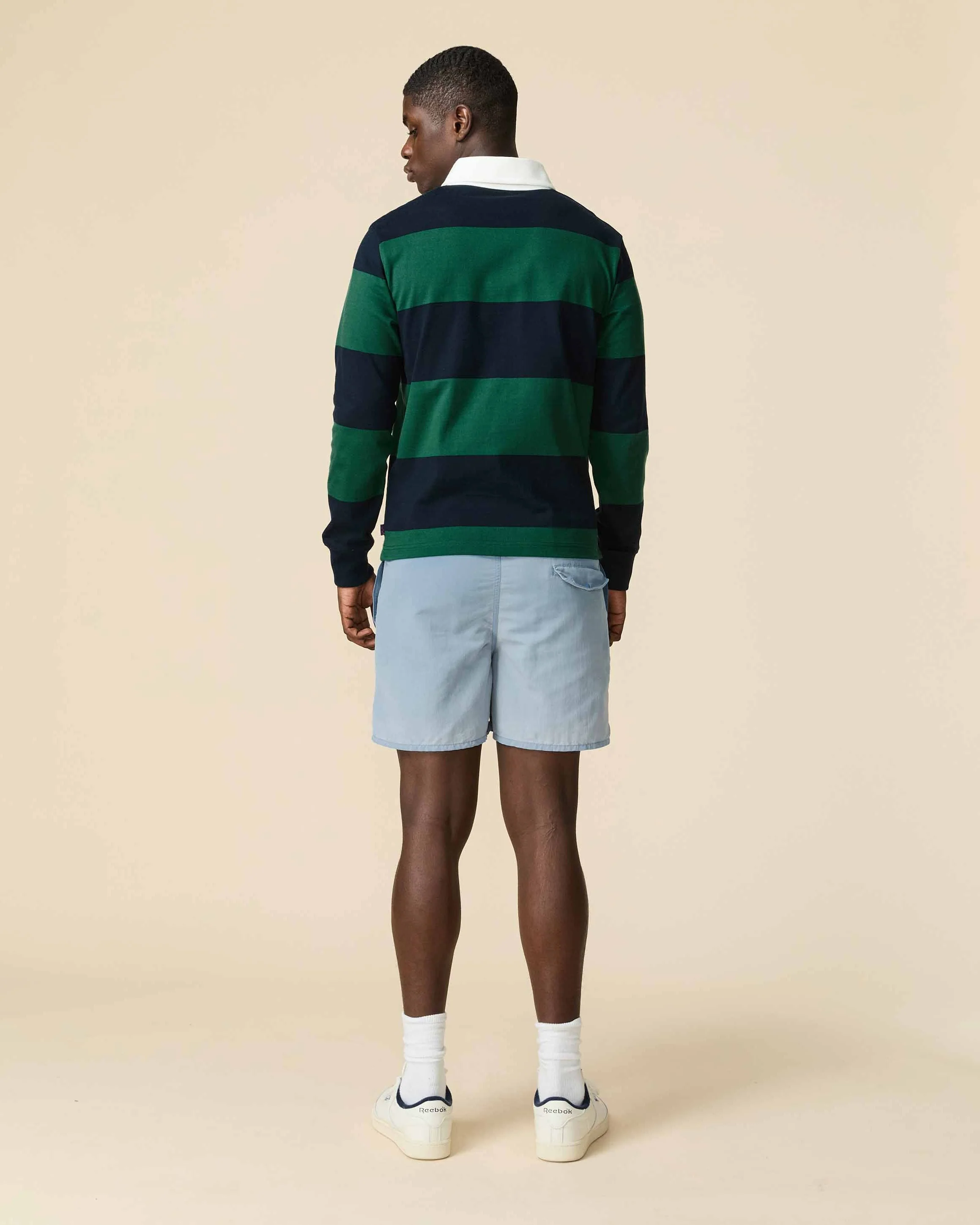 Men's Cotton Striped Sports Retro Rugby Navy Block Stripe - Image 6