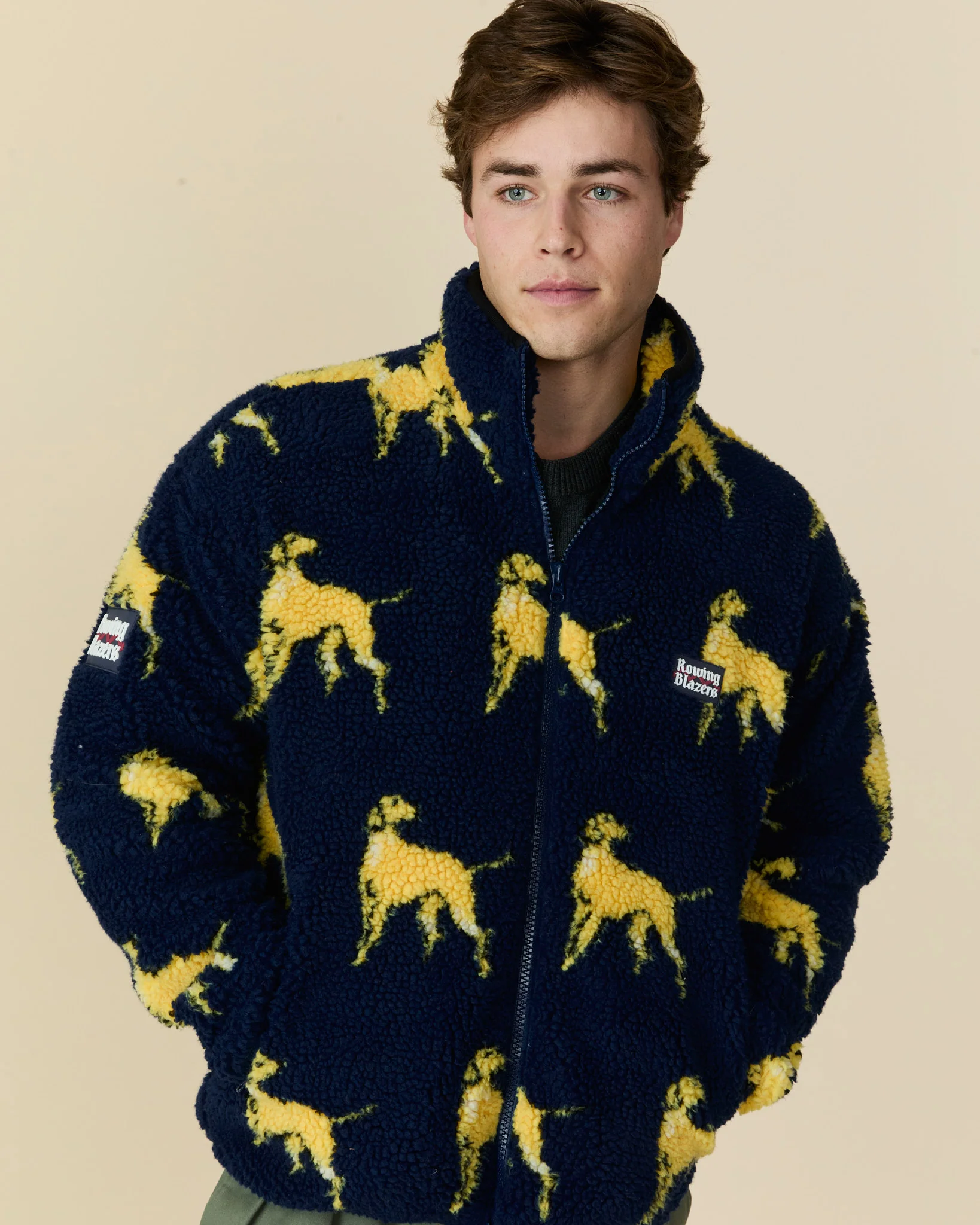 Men's Golden Retriever Sherpa Zip Jacket Navy