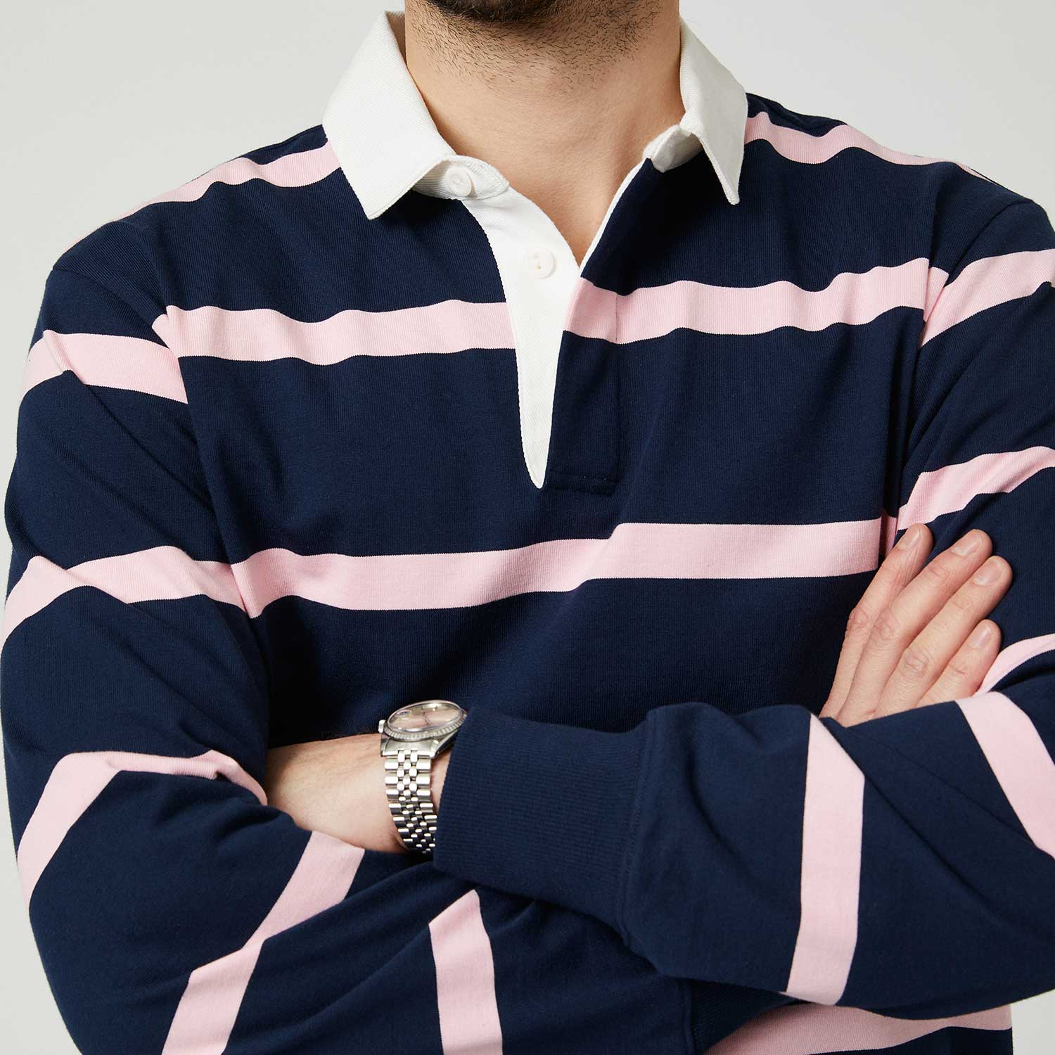 Men's Hockney Stripe Rugby Navy - Image 6
