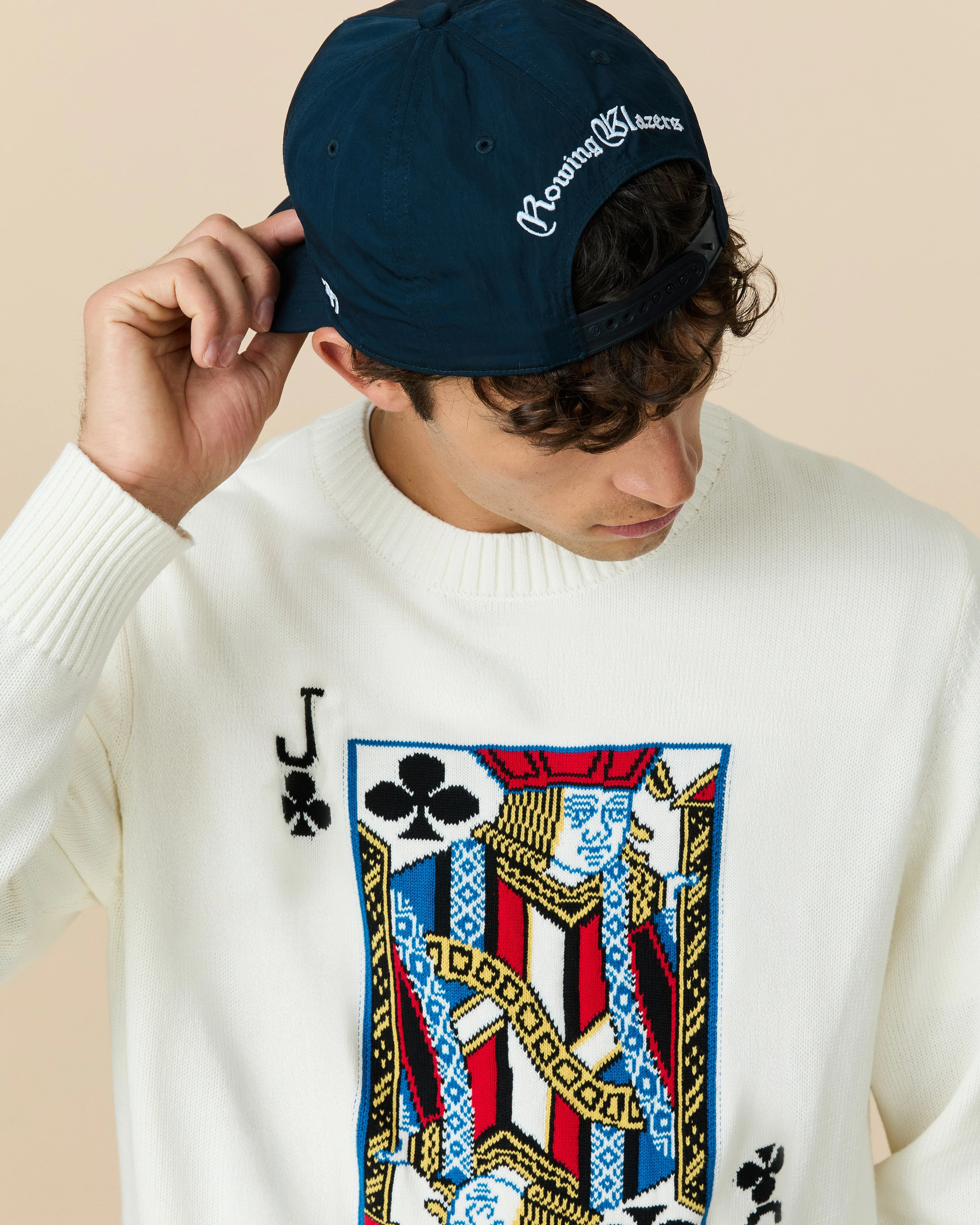 Men's Jack of Clubs Cotton Sweater Cream - Image 3