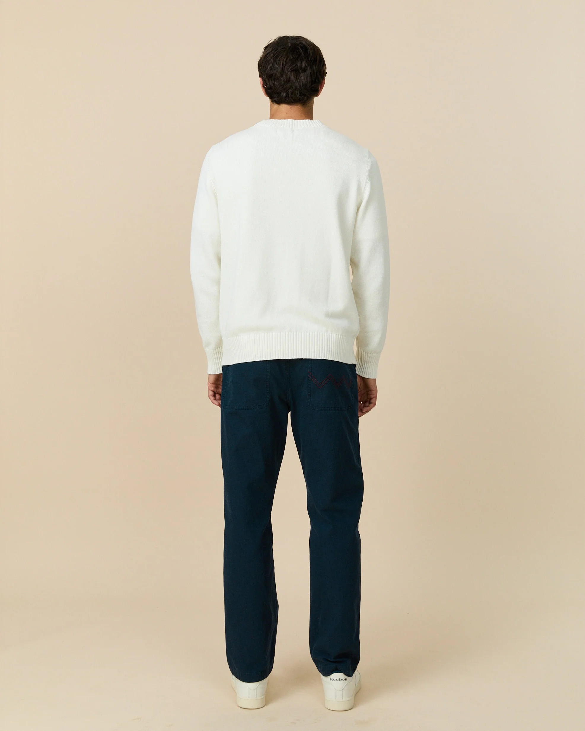 Men's Jack of Clubs Cotton Sweater Cream - Image 4