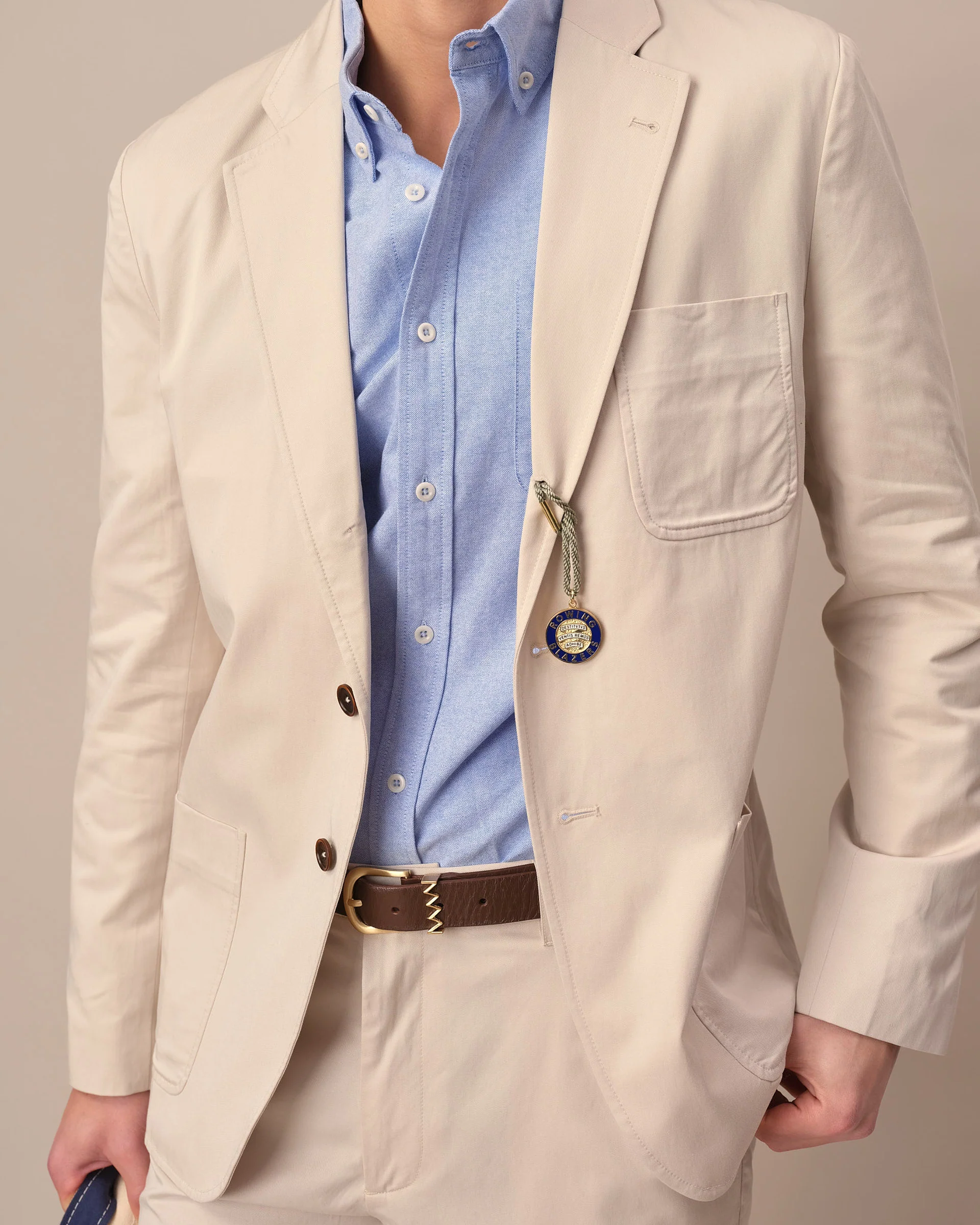 Men's Lightweight Twill Patch Pocket Blazer Natural - Image 3