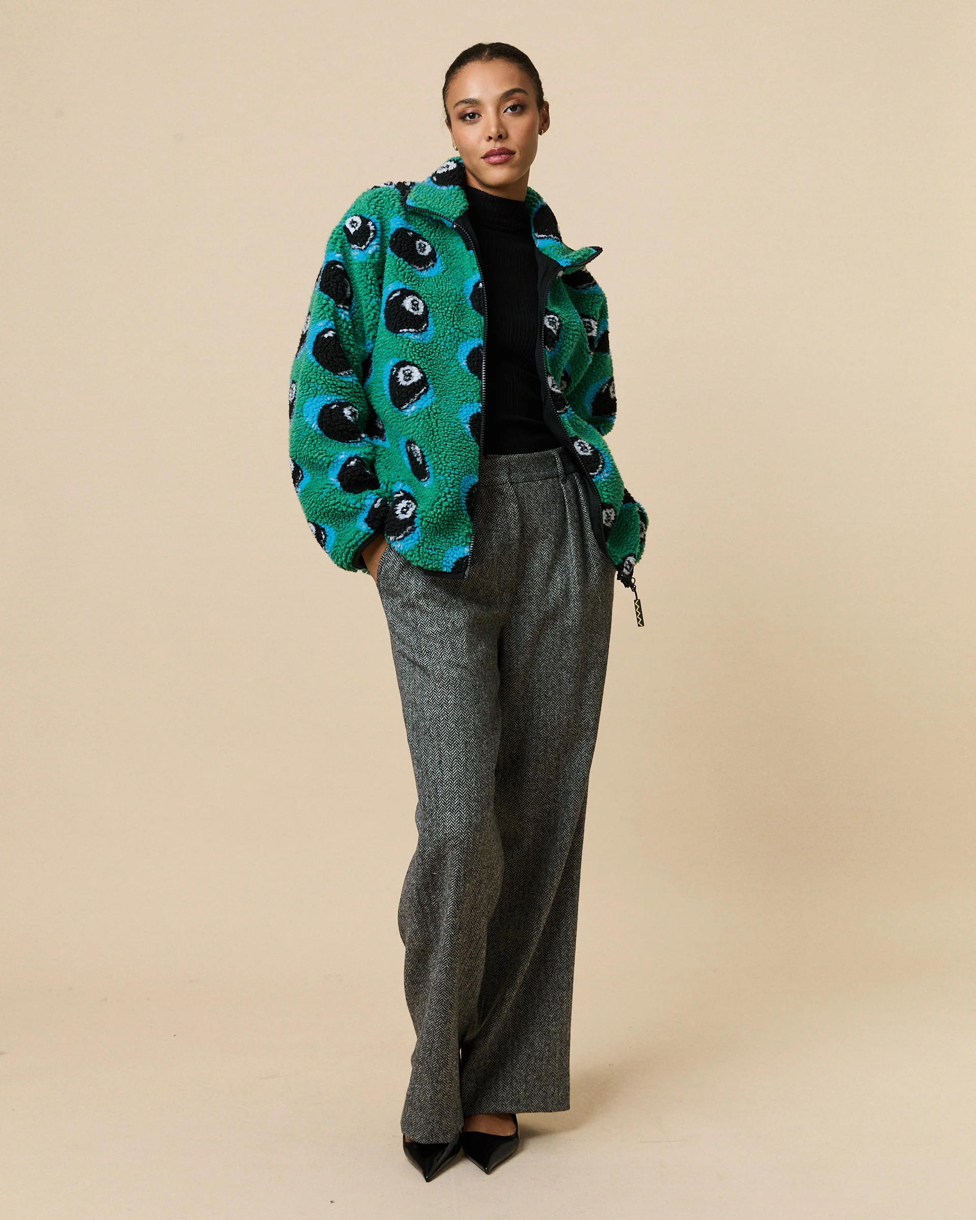 Men's Magic 8™ Ball Sherpa Zip Jacket Green - Image 3